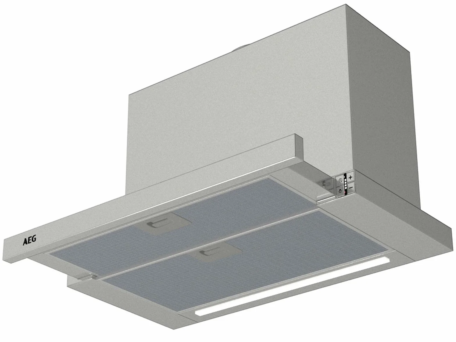 AEG DPE5660M Campana extractora extraíble, 60 cm, 3 velocidades + intensivo, Potencia hasta de 660 m3/h, Nivel de ruido de 60 dB(A), Panel incluido, Luces LED, Inox, Clase A