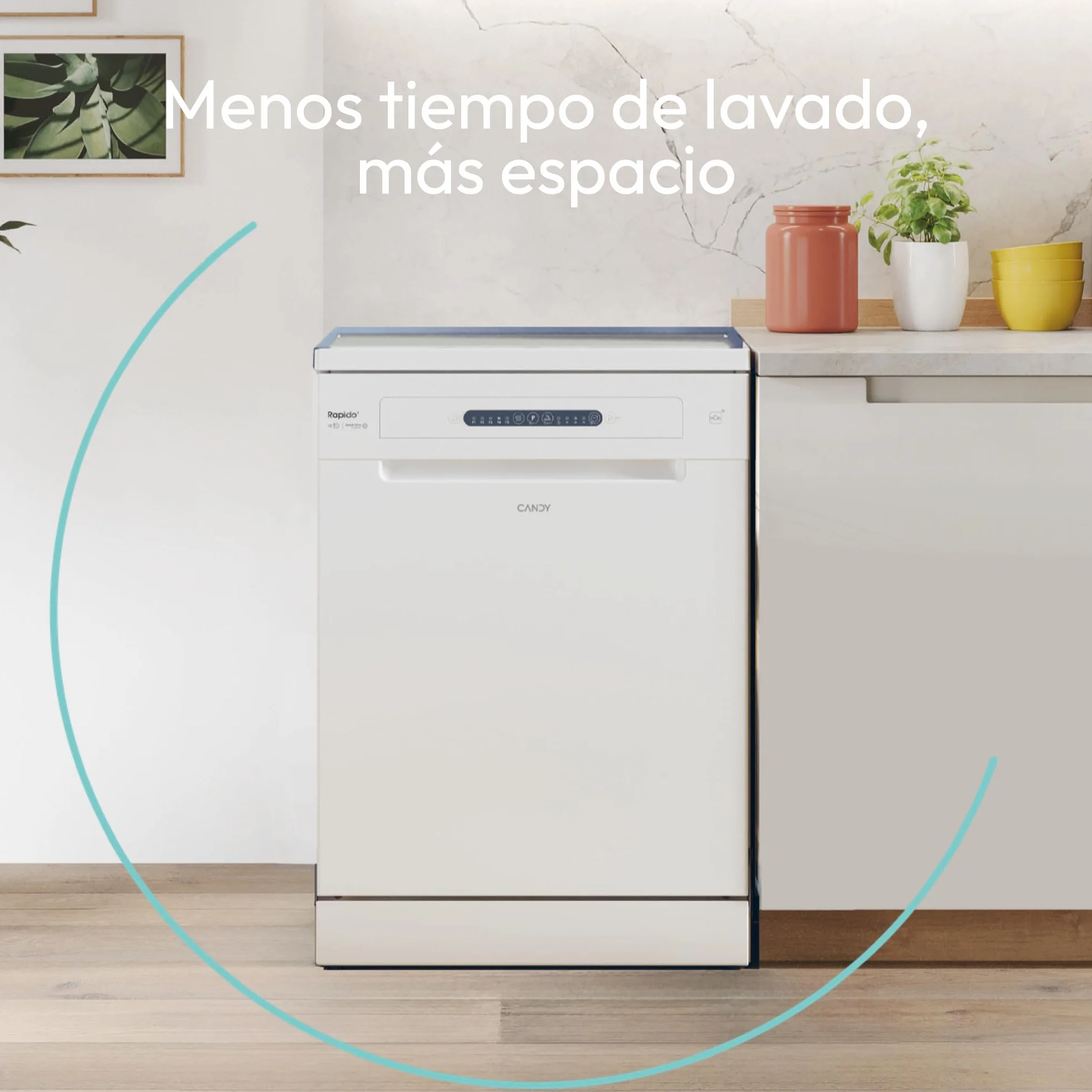 Candy Rapidò CF 3C7L1W Lavavajillas 60 CM, 13 Servicios, Wi-Fi, 5 Programas, Tercera Bandeja, Motor Inverter, Inicio Diferido 3-6-9 H, Indicador Sal y Abrillantador, 47DB, Blanco