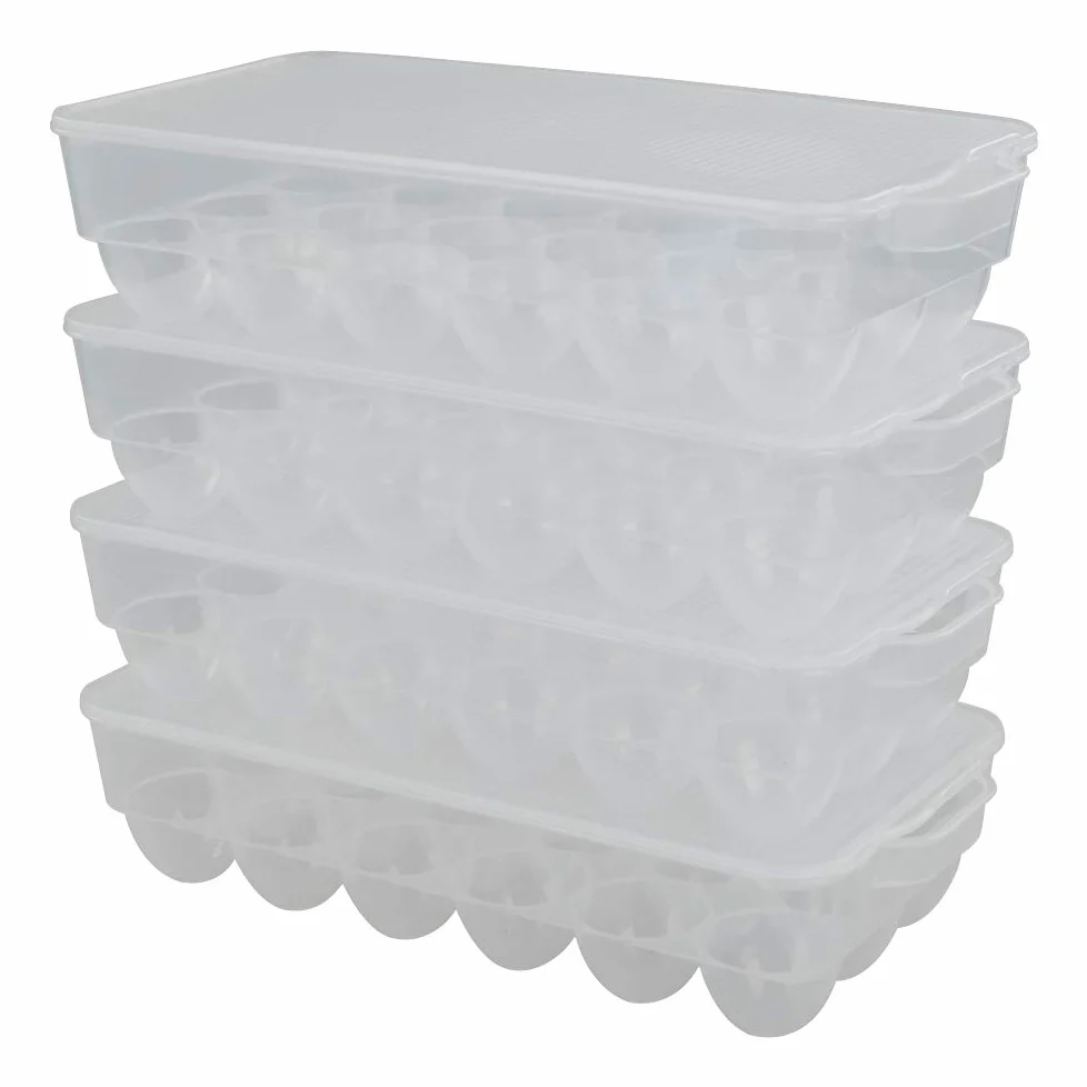 Organizador de huevos para frigorífico (4 unidades, plástico), transparente