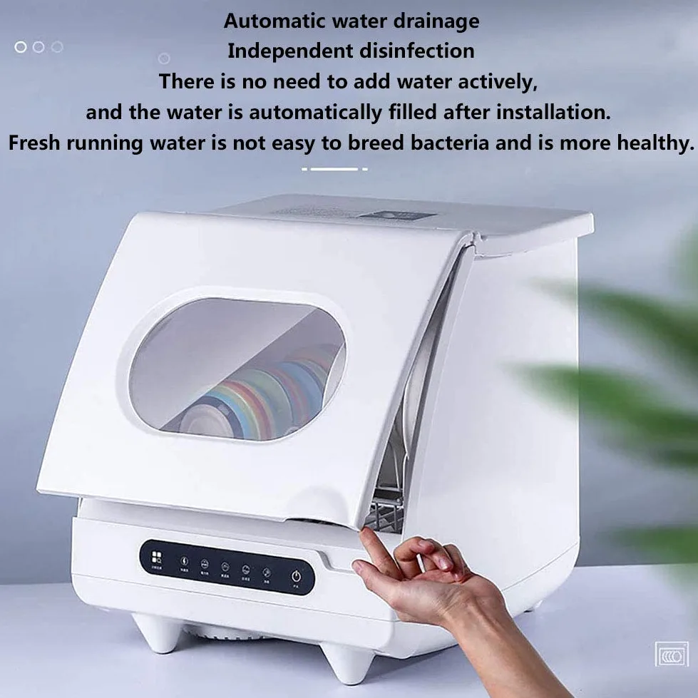 Mini lavavajillas portátil, automático, no requiere fontanería, acero inoxidable, 6 lugares, inicio retardado para uso en apartamentos y oficinas