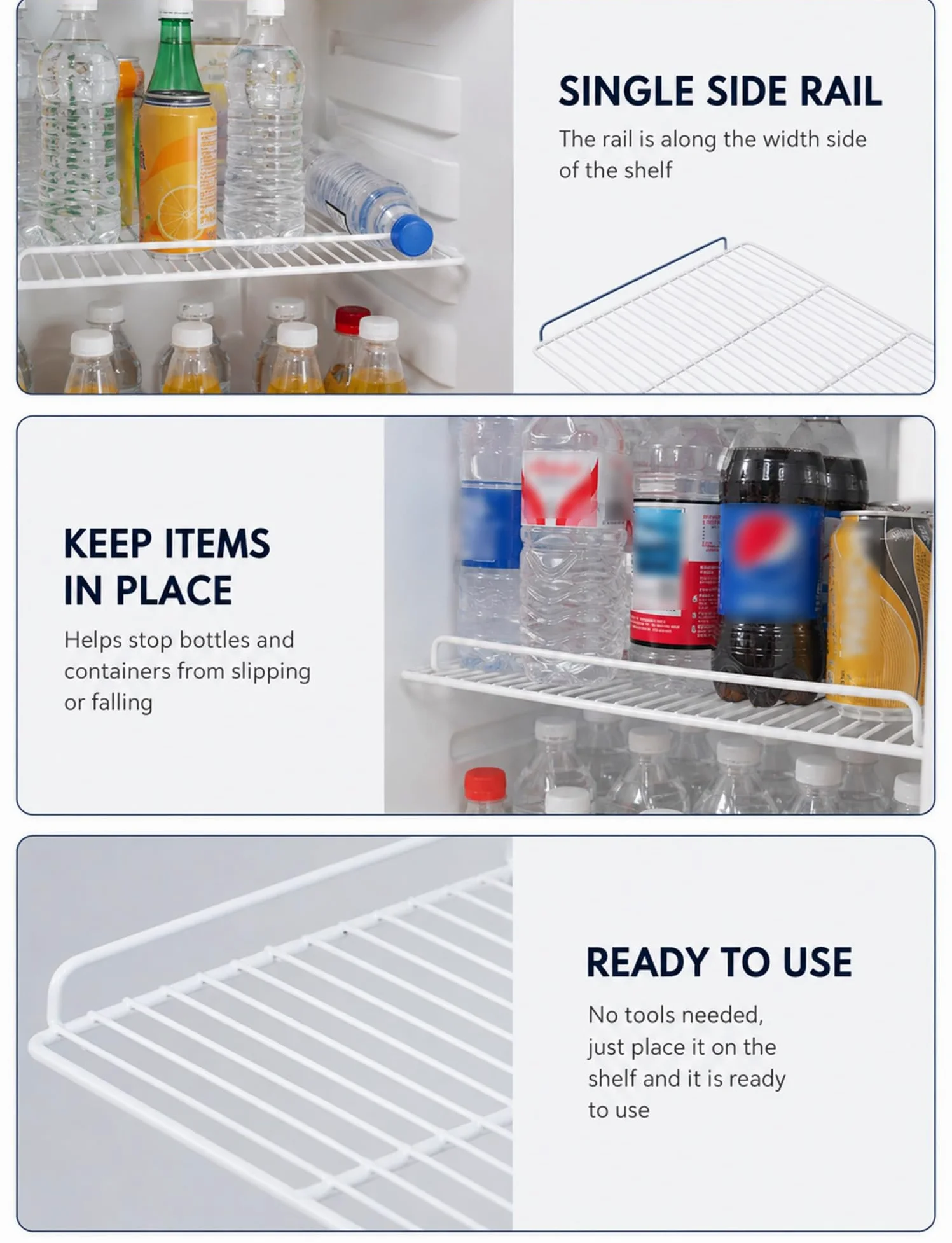 Estante para arcón congelador con barandilla, de acero al carbono | Estante abierto para botellas altas y alimentos voluminosos, para cocina, hogar y mercado(58x54cm)