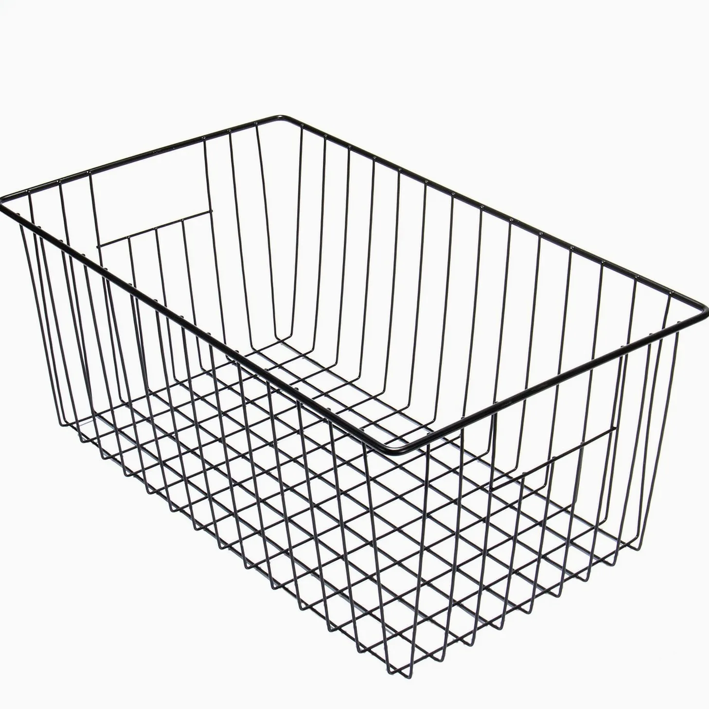 Canastas organizadoras de almacenamiento para congelador, 16 pulgadas de largo x 12 pulgadas de ancho, contenedor vertical de alambre de metal profundo con asas integradas para gabinete,