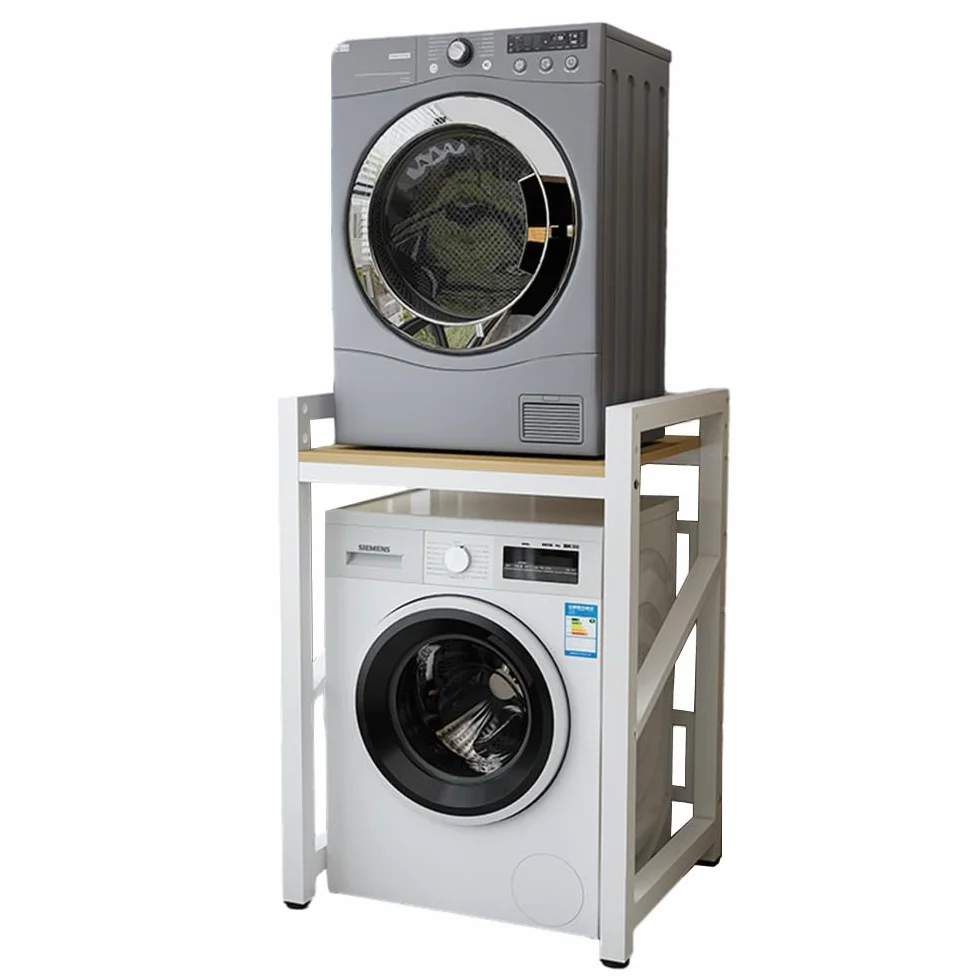 Soporte para lavadora y secadora con estante, estante de almacenamiento de altura ajustable, kit de apilamiento para lavadoras y secadoras, unidad de almacenamiento sobre lavadora, carga máxima de 250