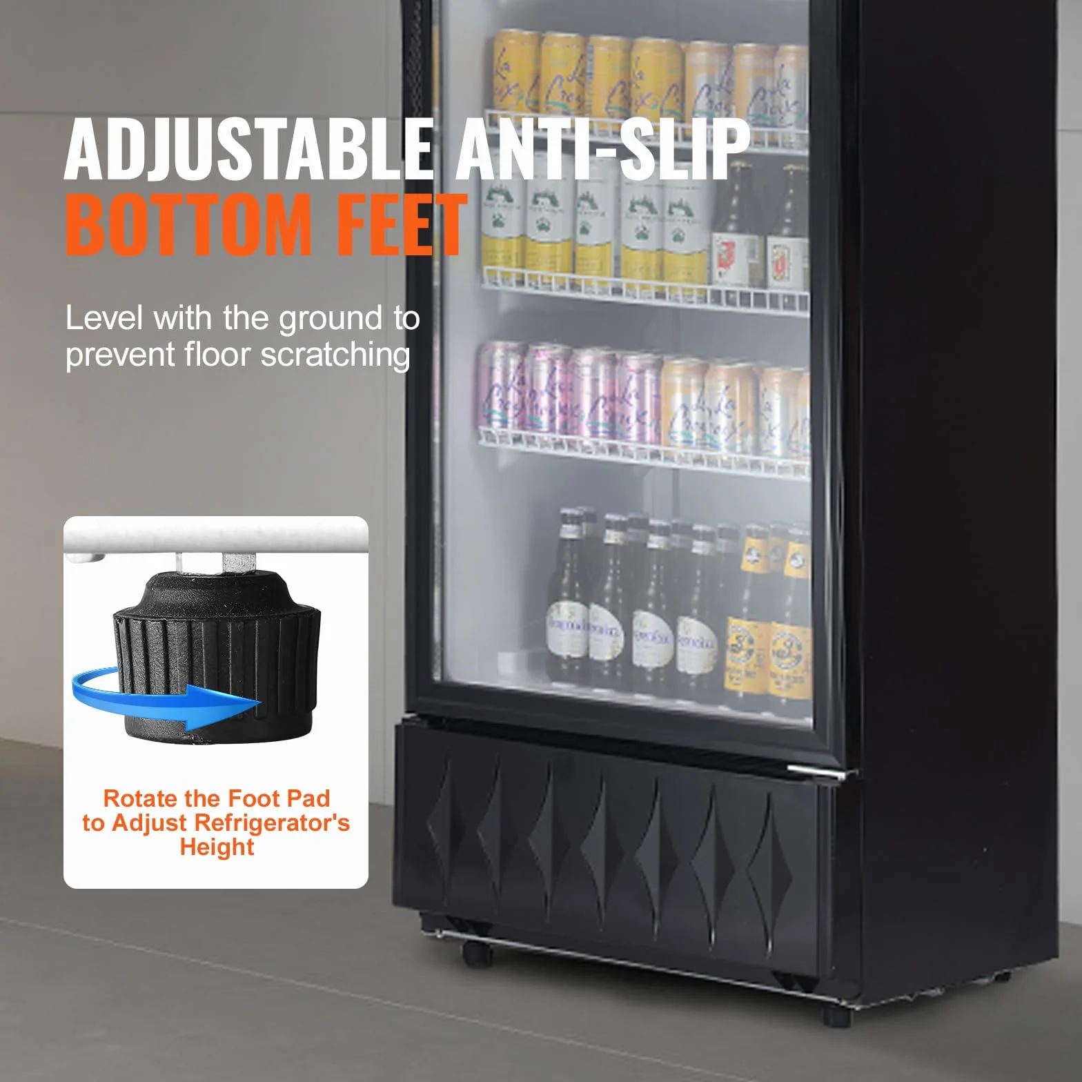 VEVOR Refrigerador de Bebidas Comercial 345 L Refrigerador Vitrina Temperatura 0-10 °C Gabinete de Bebidas Refrigerado 5 Estantes Ajustables y Caja de Luz Personalizable para Tienda Supermercado Bar