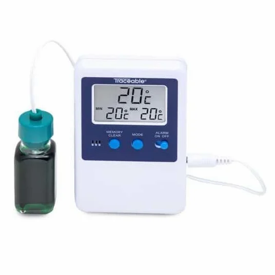 Traceable Termómetro digital para nevera y congelador con calibración, 1 sonda de botella