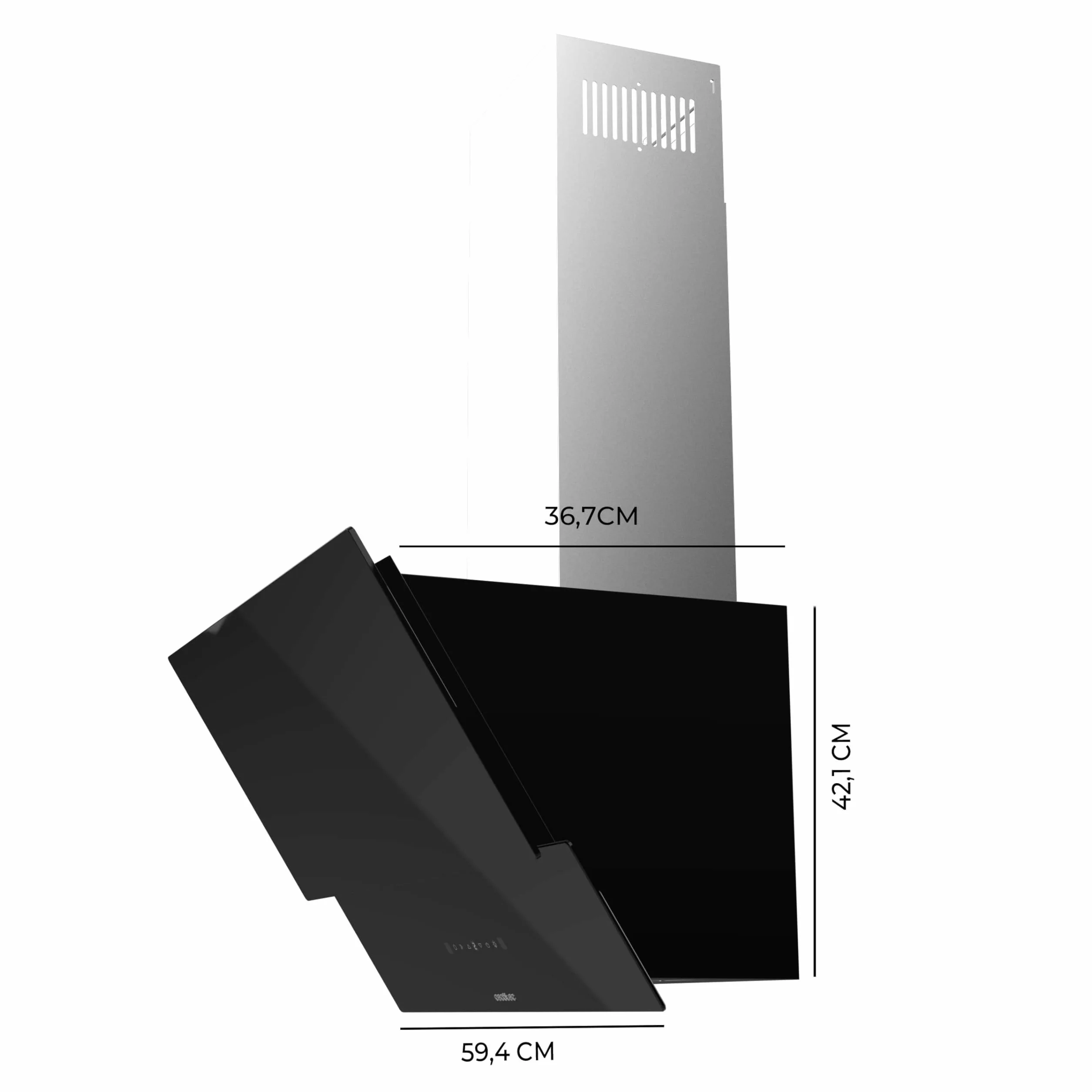 Cecotec Campana Extractora Decorativa 60 cm Bolero Flux DT 608001 Glass Black A++, 210W, Iluminación LED, Succión 800m3/h, Control Táctil, 3 Niveles, Filtro Carbono, Hand Movement, Delay Function