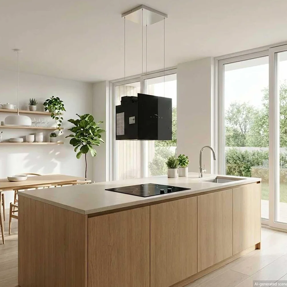 vidaXL Campana extractora de Isla Sensor táctil LCD Vidrio Templado, Extractor de Isla, Campana extractora de Isla, Extractor de Cocina de Isla