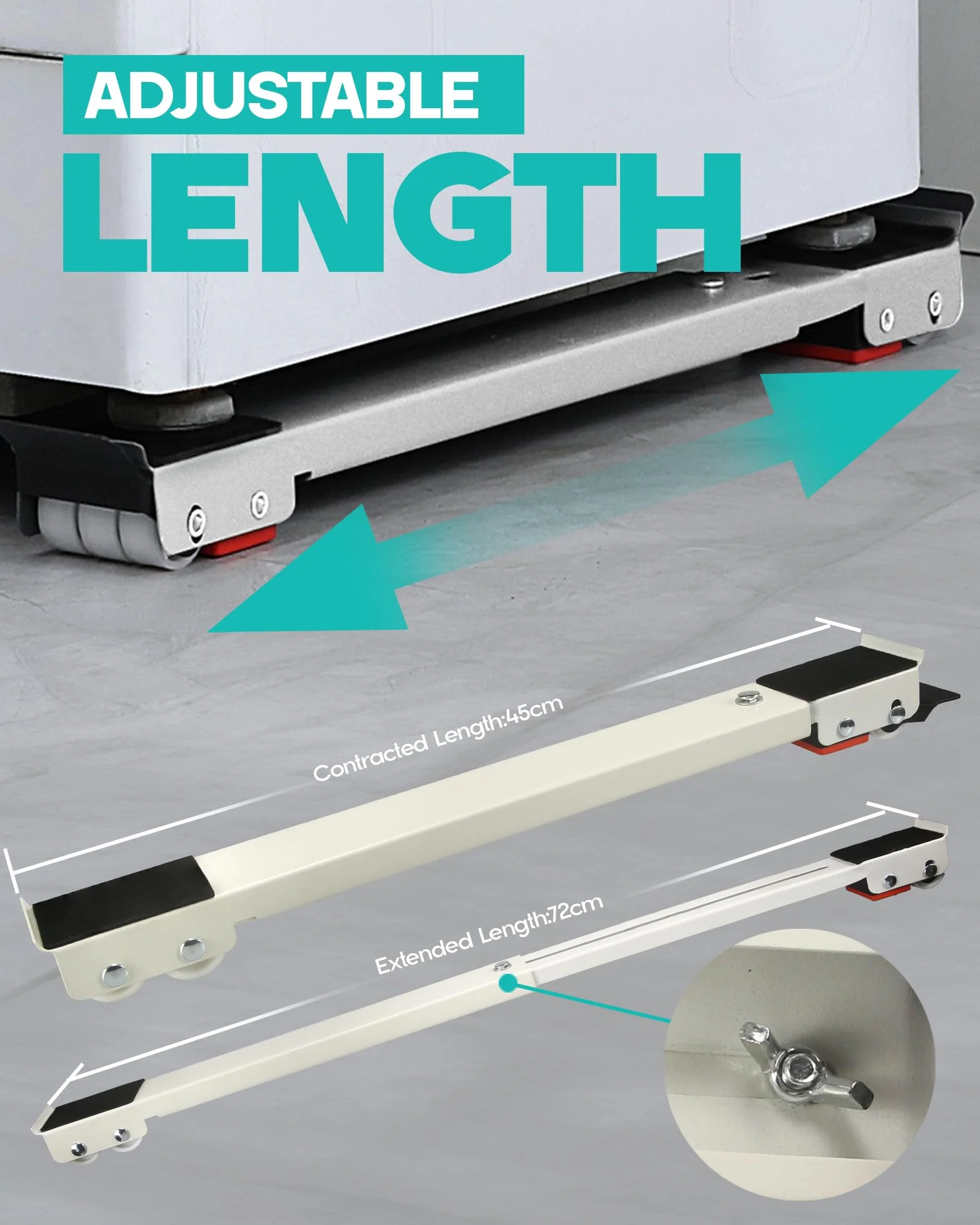 Rodillos para Electrodomésticos - Carro Móvil para Lavadora y Muebles de Acero Ajustable y Extensible - Transportador Pesado para Lavadoras, Secadoras, Refrigeradores y Muebles