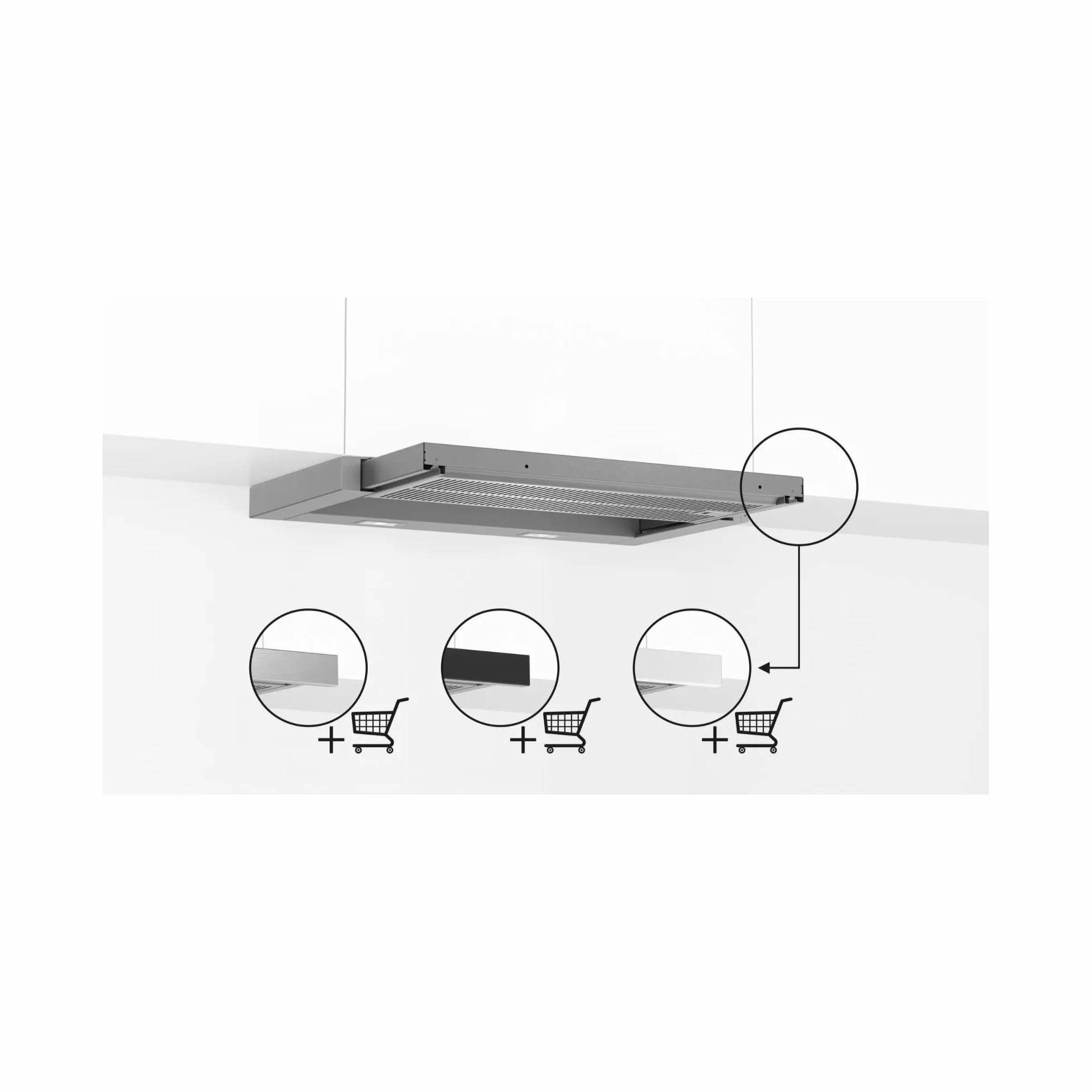 Bosch DFR067A52 Serie 4 - Campana de pantalla plana, 60 cm de ancho, circulación y salida de aire, fabricado en Alemania, motor EcoSilence Drive silencioso y eficiente, iluminación LED uniforme,