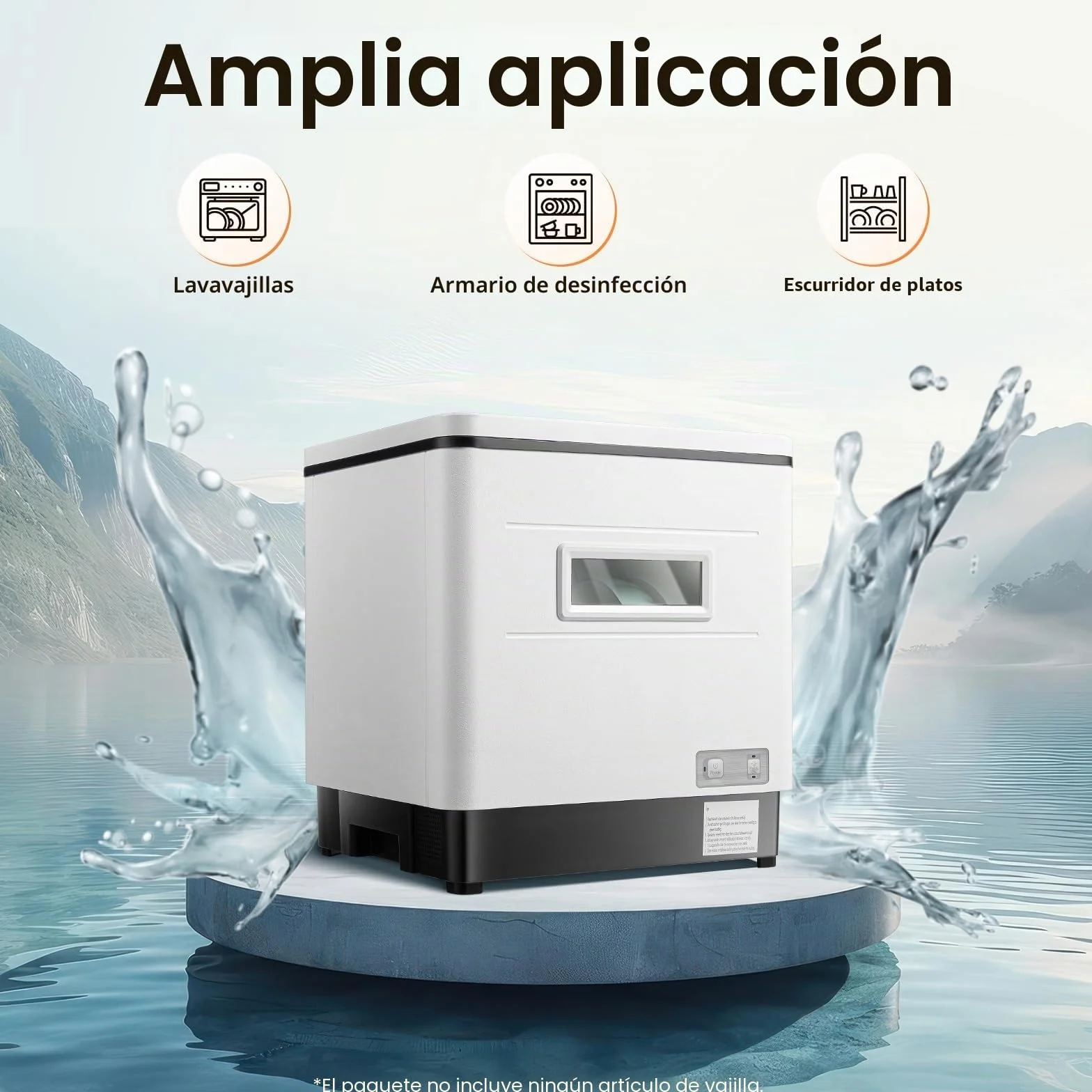 Mini lavavajillas de mesa blanco, 6 juegos de vajilla de capacidad, 55 dB silencioso, compacto con programa rápido y modo ECO, sin montaje, ideal para cocina/autocaravana