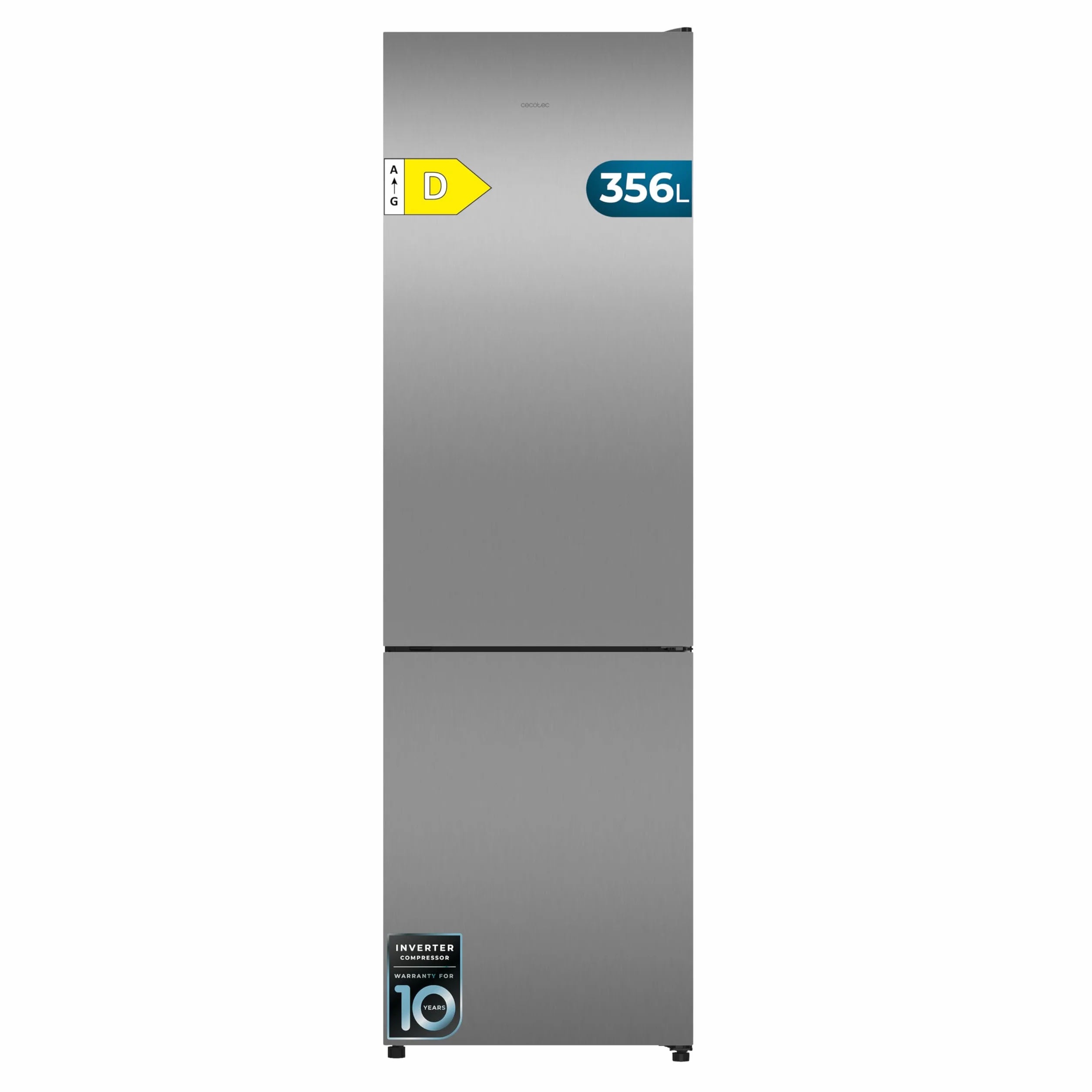 Cecotec Frigorífico Combi 356L Total NoFrost Bolero CoolMarket Combi 356i Inox D. Alto 200cm, Ancho 59,5cm, Fast Freezing, FreshnessFlex HUB, HumidityFlex HUB, Luz LED y Display Interior