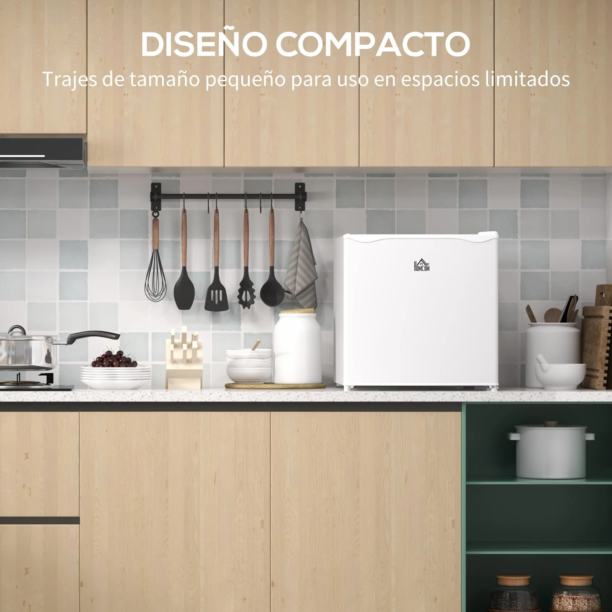 HOMCOM Congelador Vertical 35 L Silencioso Puerta Reversible Temperatura Ajustable Blanco