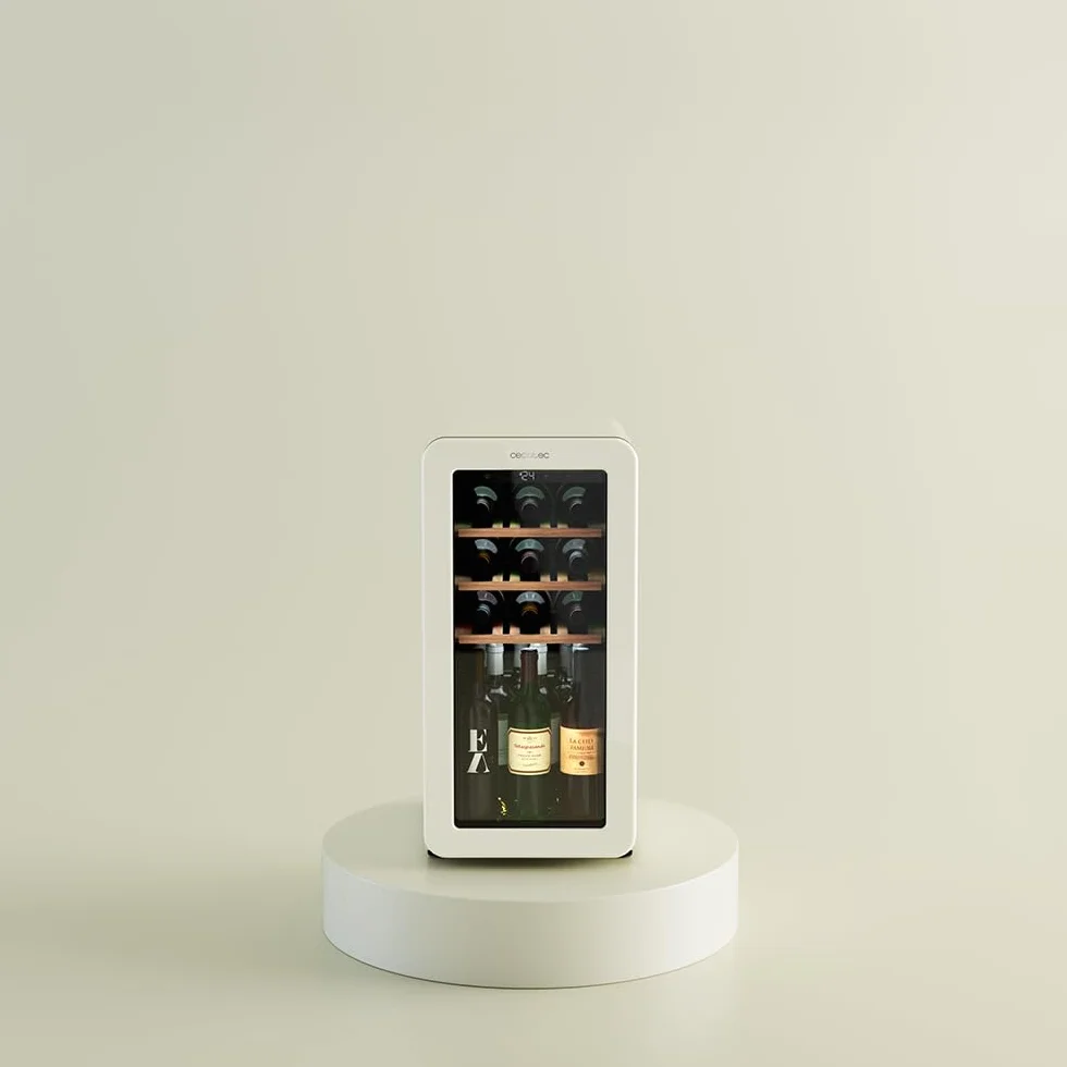 Cecotec Vinoteca 18 Botellas Retro Bolero Grandsommelier Origin 18 Hit Beige. Acabado En Beige Control Led, Temp. 5-20ºC, Compresor, NoFrost, Estantes Madera, Luz Interior, Ventilación