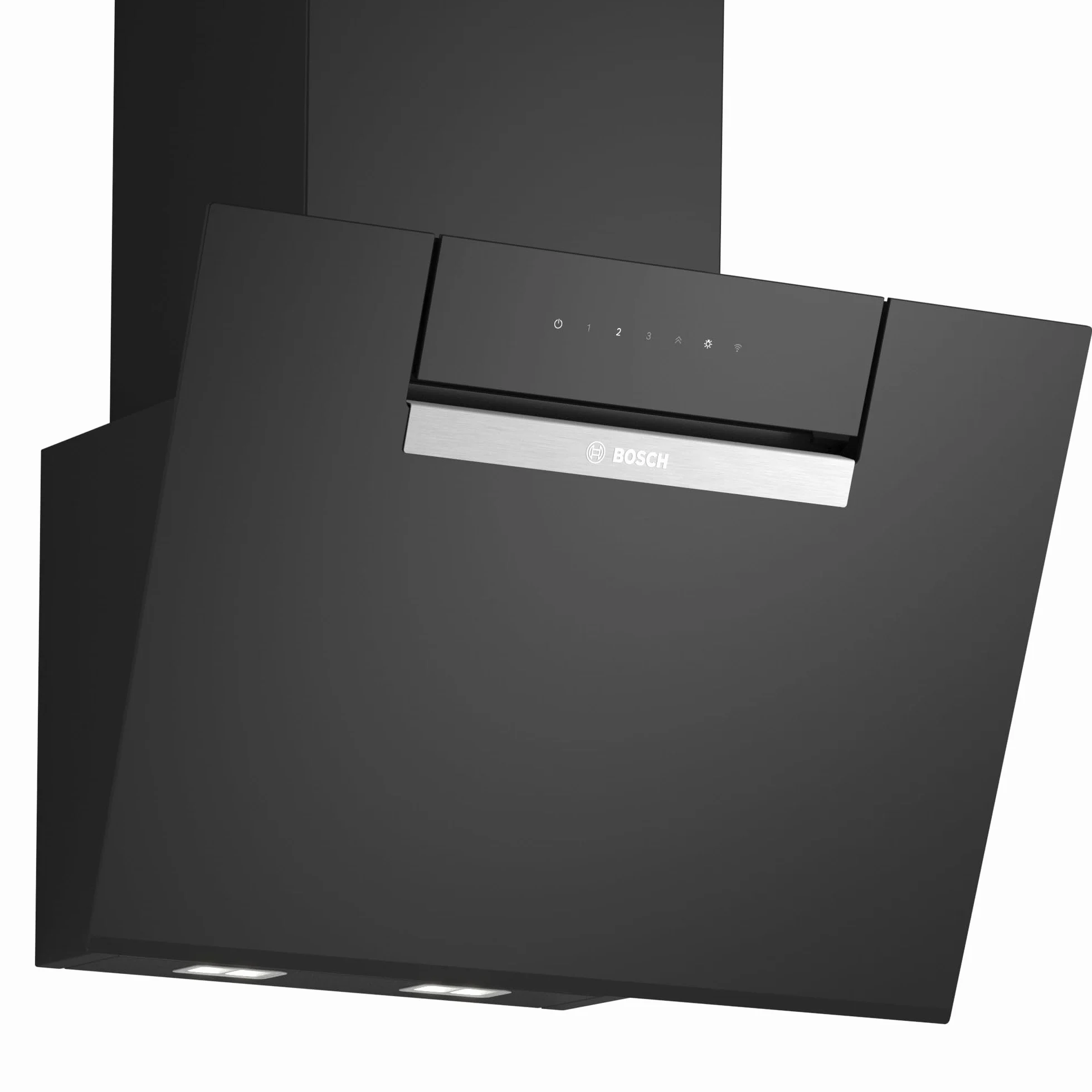 Bosch - Campana Extractora Decorativa de Pared, 60 cm, Serie 4, Electrónica TouchControl, Motor EcoSilence, Home Connect, Cristal Negro, DWK67FN60