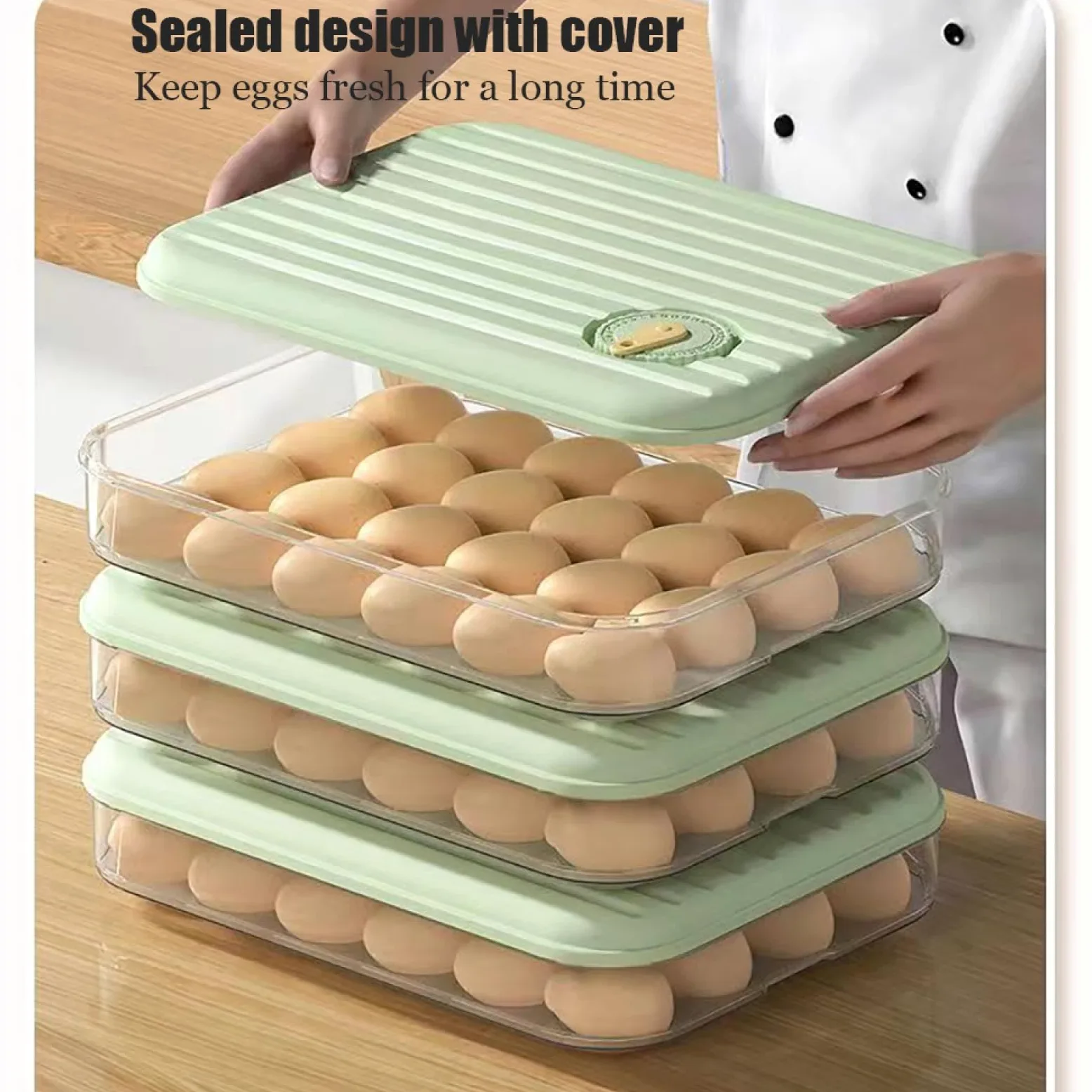 Caja de Almacenamiento de Huevos de 24 Rejillas,Soporte para Huevos para refrigerador,Almacenamiento de Huevos para encimera,Organizador de Huevos,Dispensador de Huevos para refrigerador