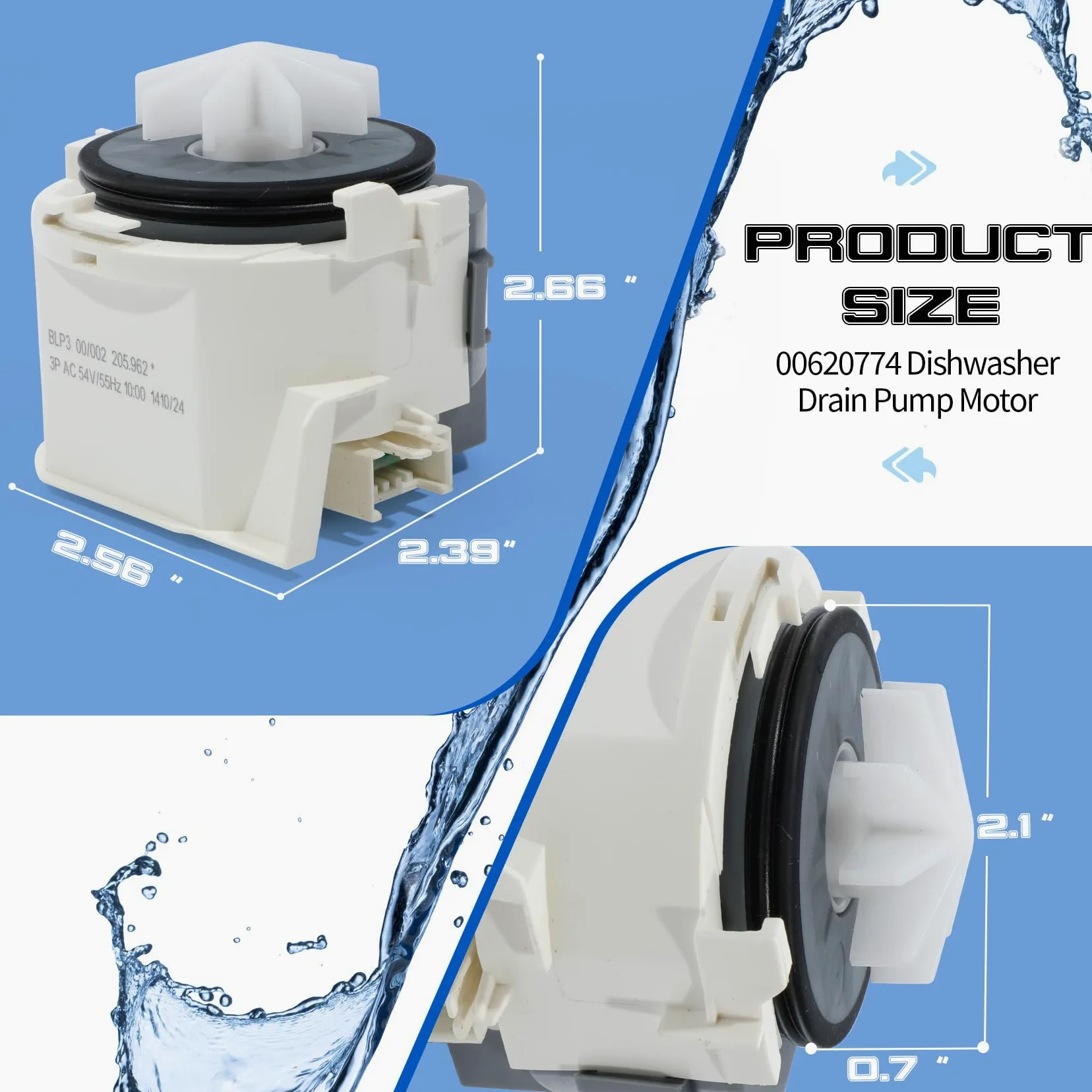 Conjunto de motor de bomba de drenaje de lavavajillas 00620774 compatible con bomba de drenaje de lavavajillas Bosch 620774, piezas de motor de repuesto 2692859, AP5326239, PS8728607, EAP8728607,