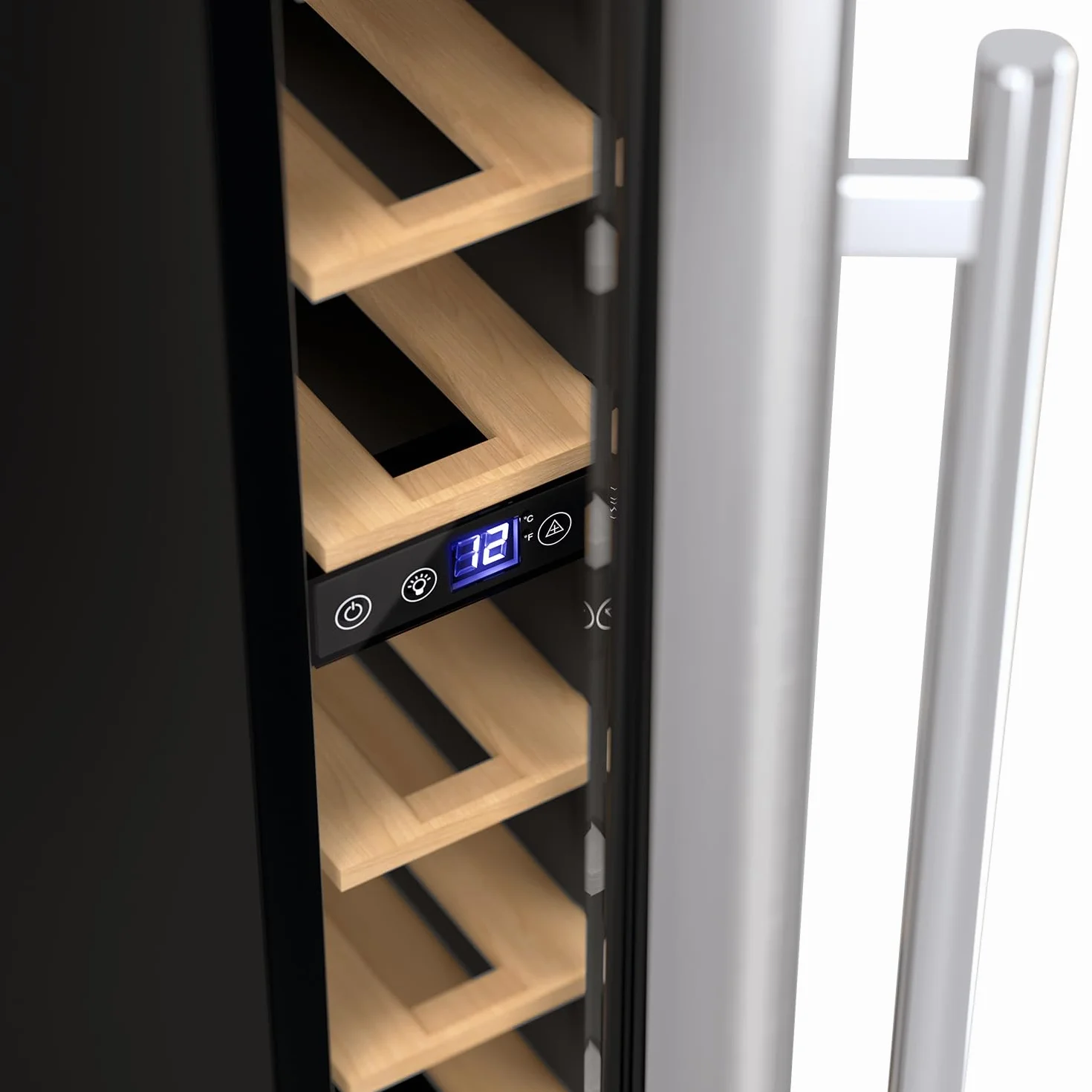 LES PETITS CHAMPS Cantina para 7 botellas CAVSE7 Capacidad de 22L, Puerta de acero inoxidable, Regulación de temperatura de 5°C a 22°C, Iluminación LED, Anti-UV, 6 estantes