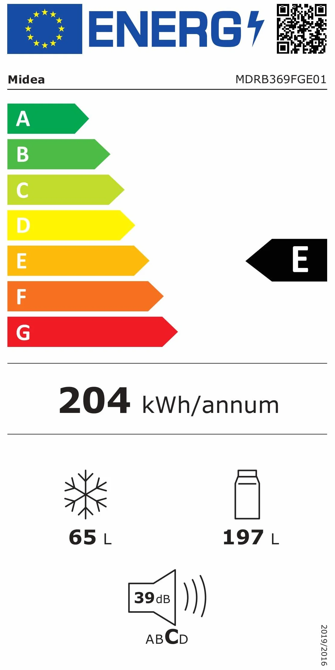 Midea Frigorífico Combi Blanco 262 L 55x177 cm Congelador 65L Low Frost Nevera Combi