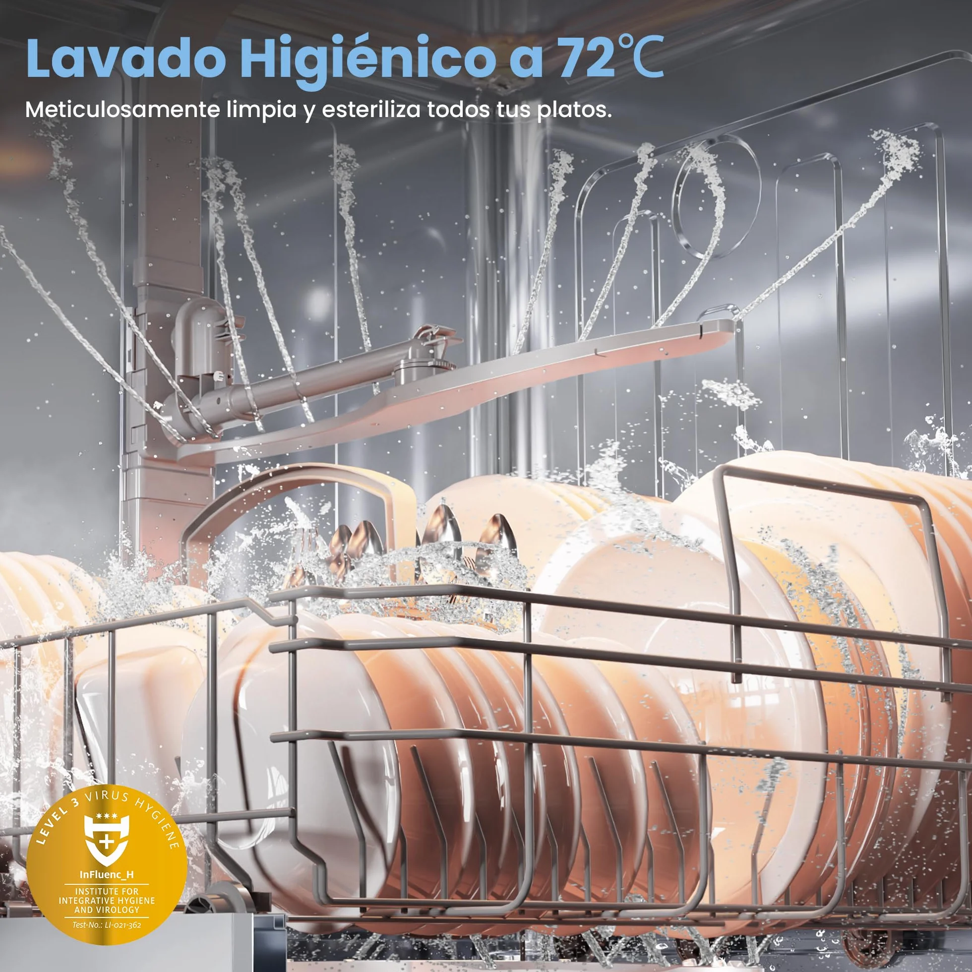 COMFEE' CDWEF1034BW Lavavajillas Independiente 10 Cubiertos 45cm Inicio Diferido Media Carga 72℃ Lavado higiénico Rejillas Flexibles Blanco