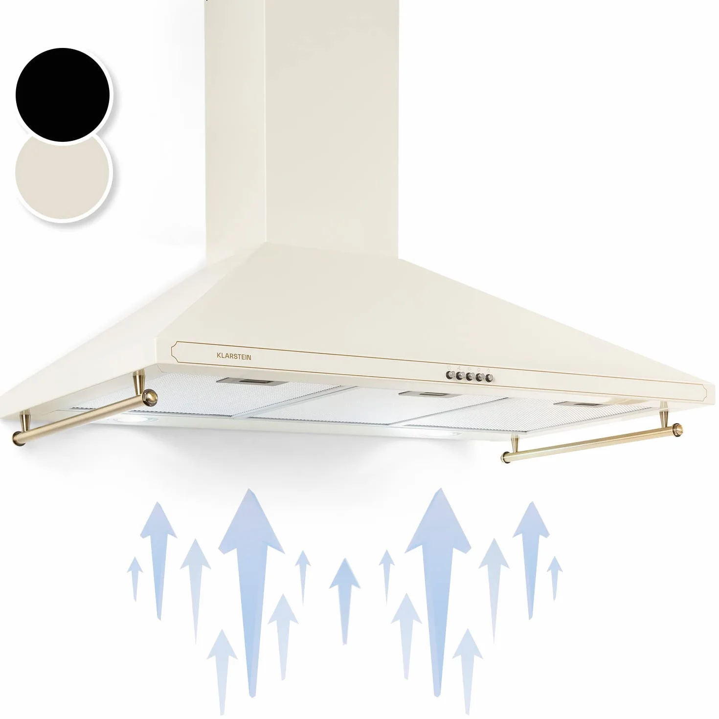 Klarstein Campana Extractora 90 cm, Extractor Cocina para Pared con Filtro Aluminio Antigrasa para Lavavajillas, Flujo Aire 645m³/h, Luces LEDs, Campanas de Cocina, Extractores con Montaje de Pared
