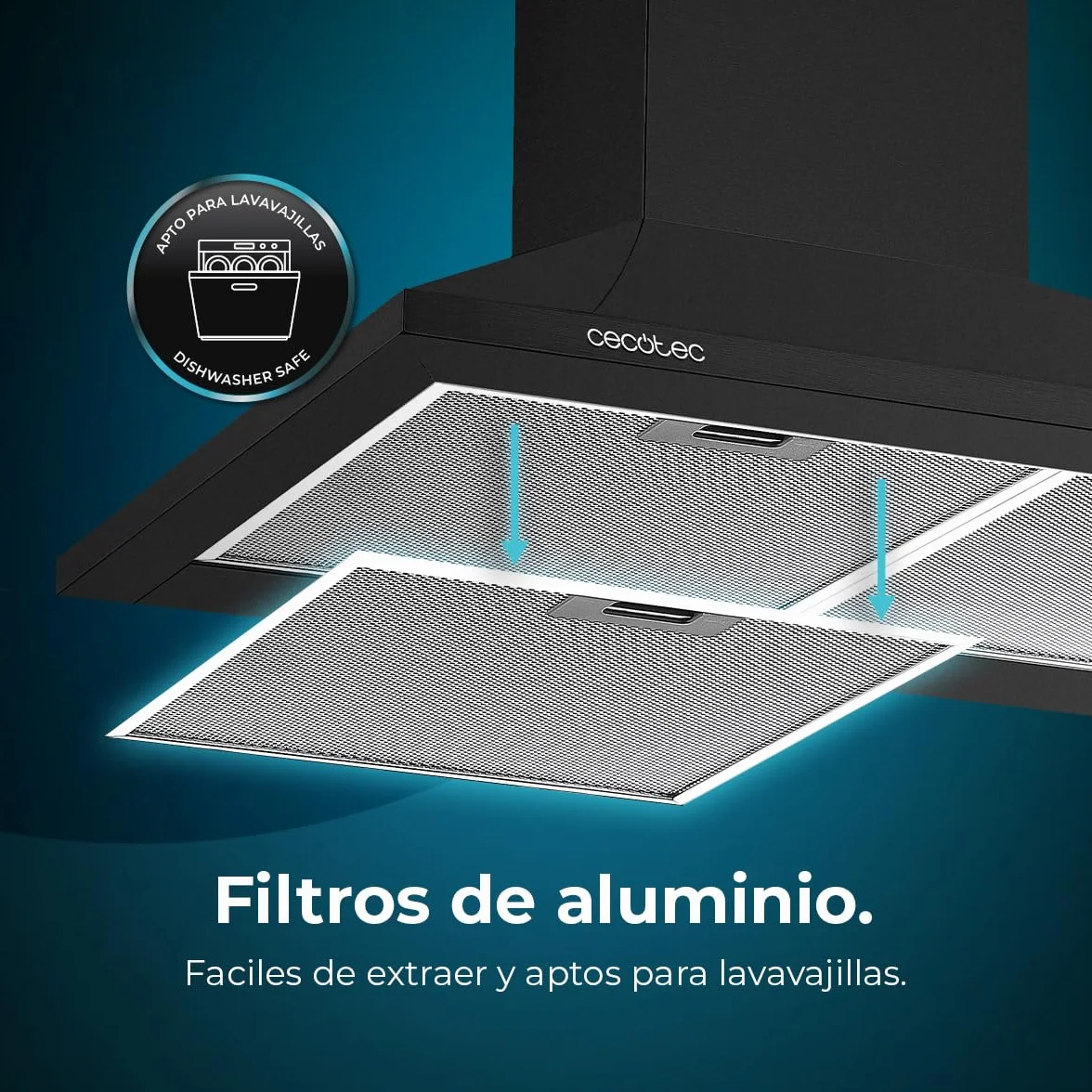Cecotec Campana Extractora Piramidal 60cm Bolero Flux PM 604300 Black 105W 430m3/h Control Mecánico 3 Niveles