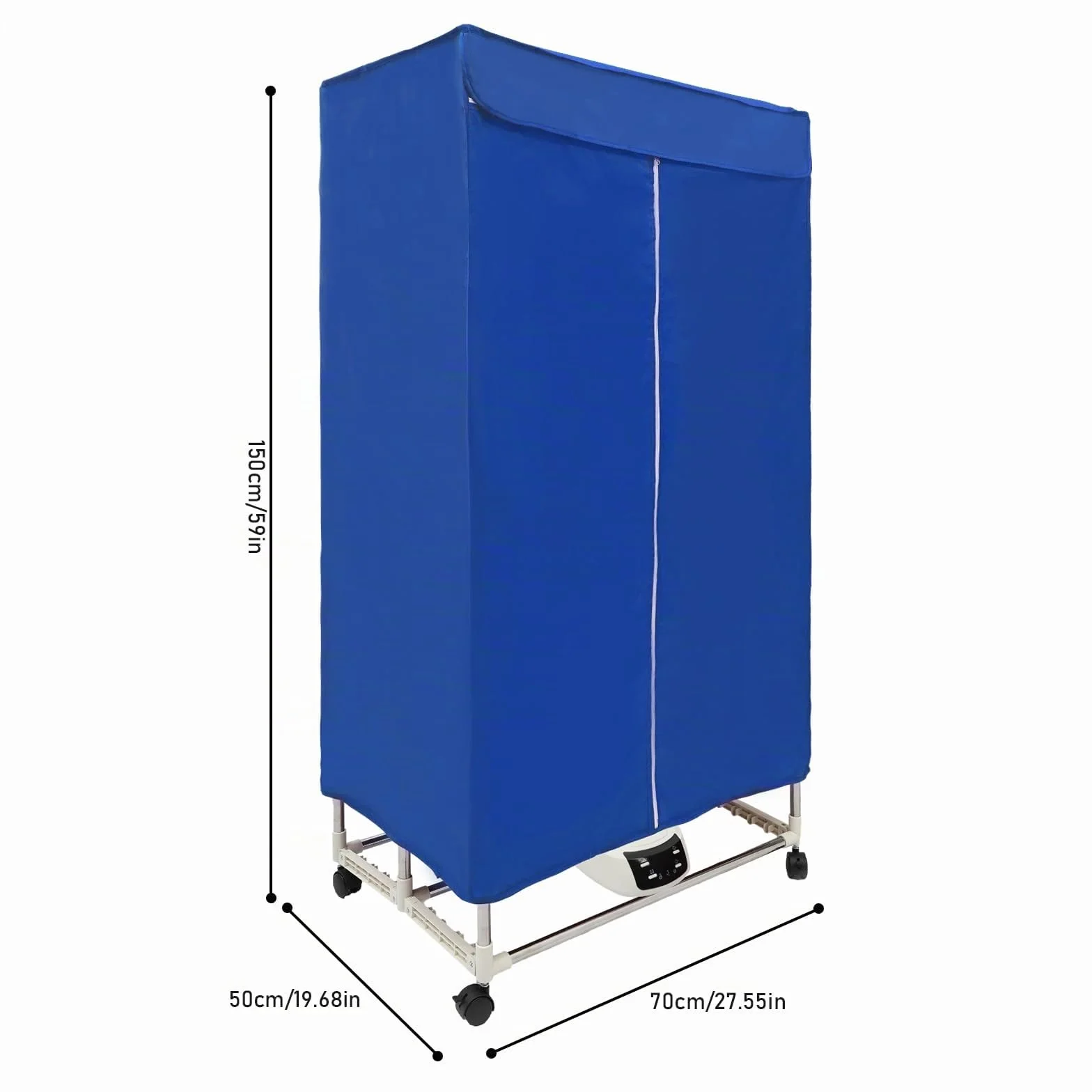 Secadora de ropa portátil 1500W plegable secador eléctrico con control remoto y ruedas, capacidad de 30kg secador de ropa de acero inoxidable 70*50*150cm secador de ventilación para apartamentos y
