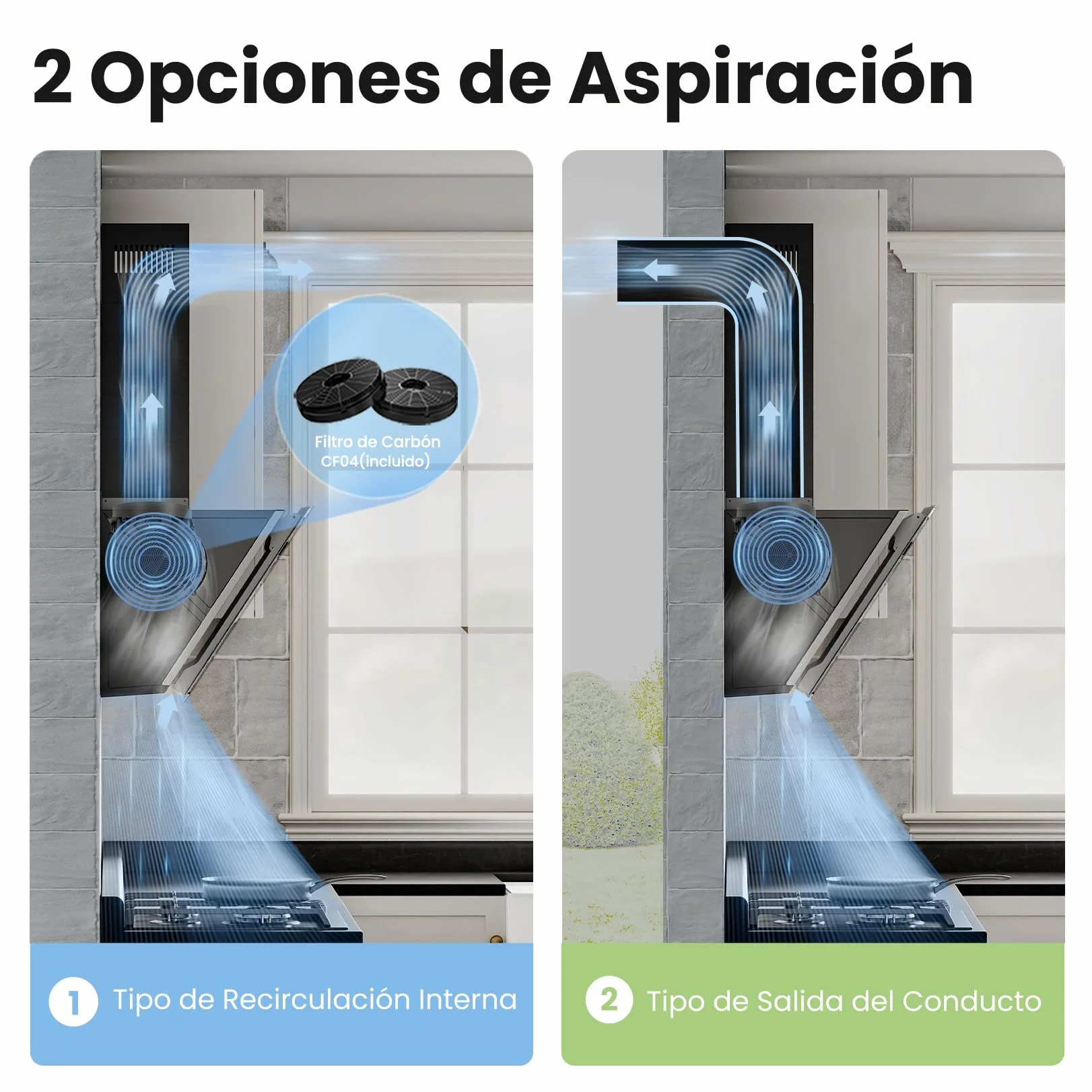 COMFEE' Campana Extractora Inclinada 60cm 400m³/h Vidrio Templado 3 Velocidades Pantalla Táctil LED Negro