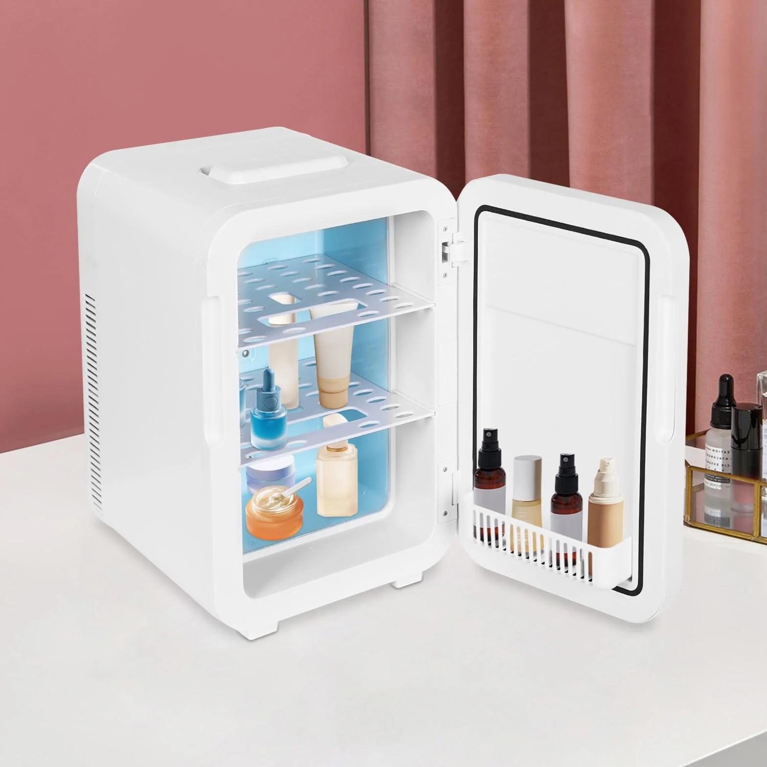 Mininevera multifunción de 20 litros con control de temperatura y pantalla LED digital, minibar, enfriamiento rápido en el enfriador, nevera pequeña, nevera para habitación, coche y oficina