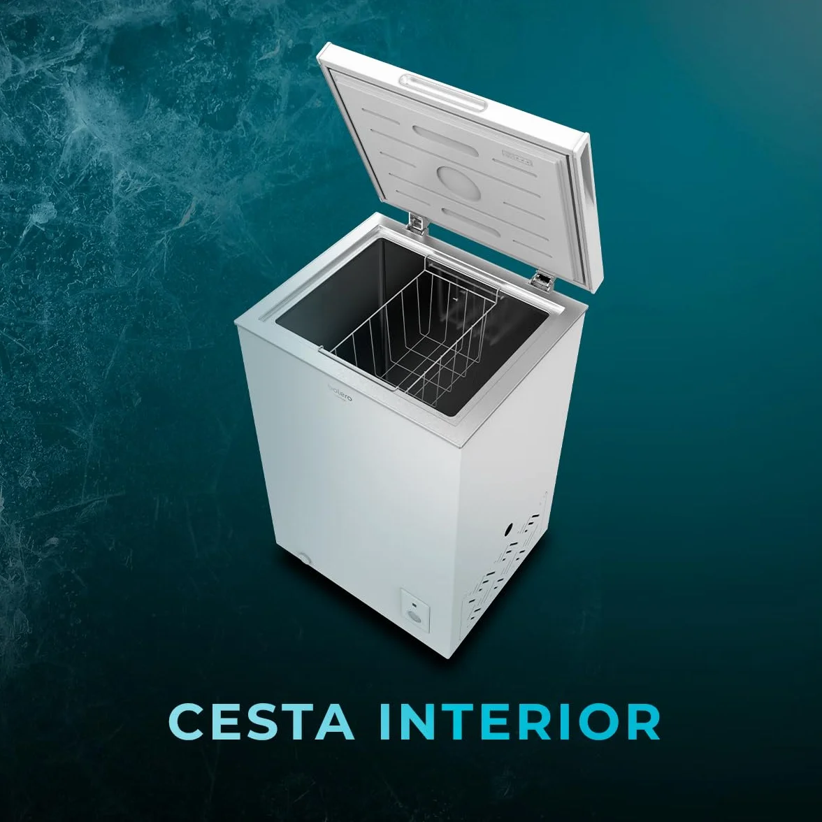 Cecotec Congelador Horizontal Arcón Bolero CoolMarket Chest 99 White. 99 Litros, Ahorro Energético, Sistema Dual Function, Cesta Interior, Control Mecánico, Blanco