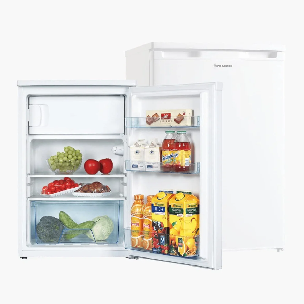 EAS ELECTRIC SMART TECHNOLOGY | EMR85Z1 | Frigorífico bajo encimera | Blanco | nevera pequeña 85 x 56 cm | Nevera pequeña con congelador | Puerta reversible | Capacidad 113 L | Baja potencia sonora