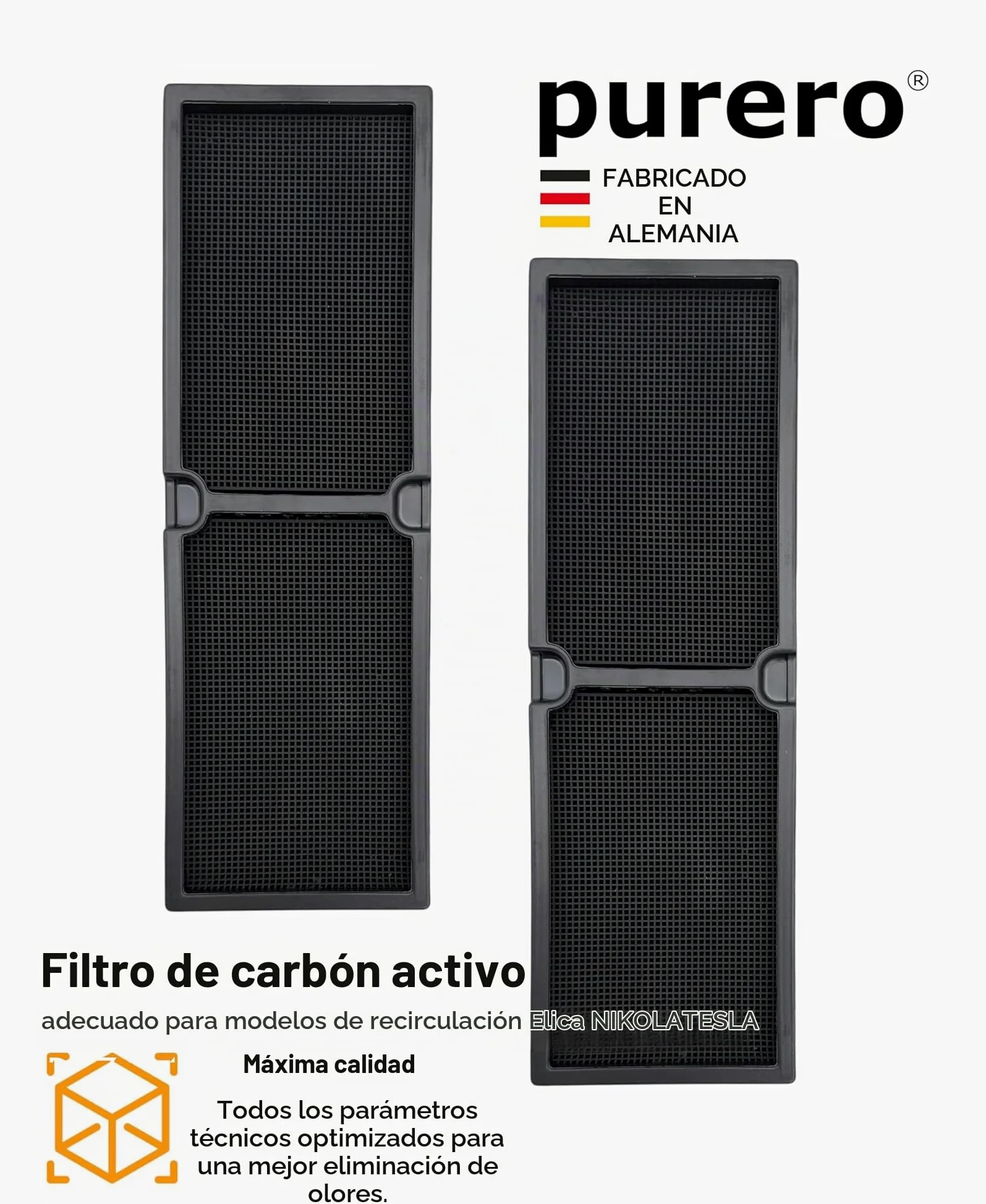 2 filtros de cerámica compatibles con filtros de carbón Elica Nikola Tesla KIT0167755, aptos para modelos Nikolatesla Alpha Fit, 3Z, Prime S, fabricado en Alemania