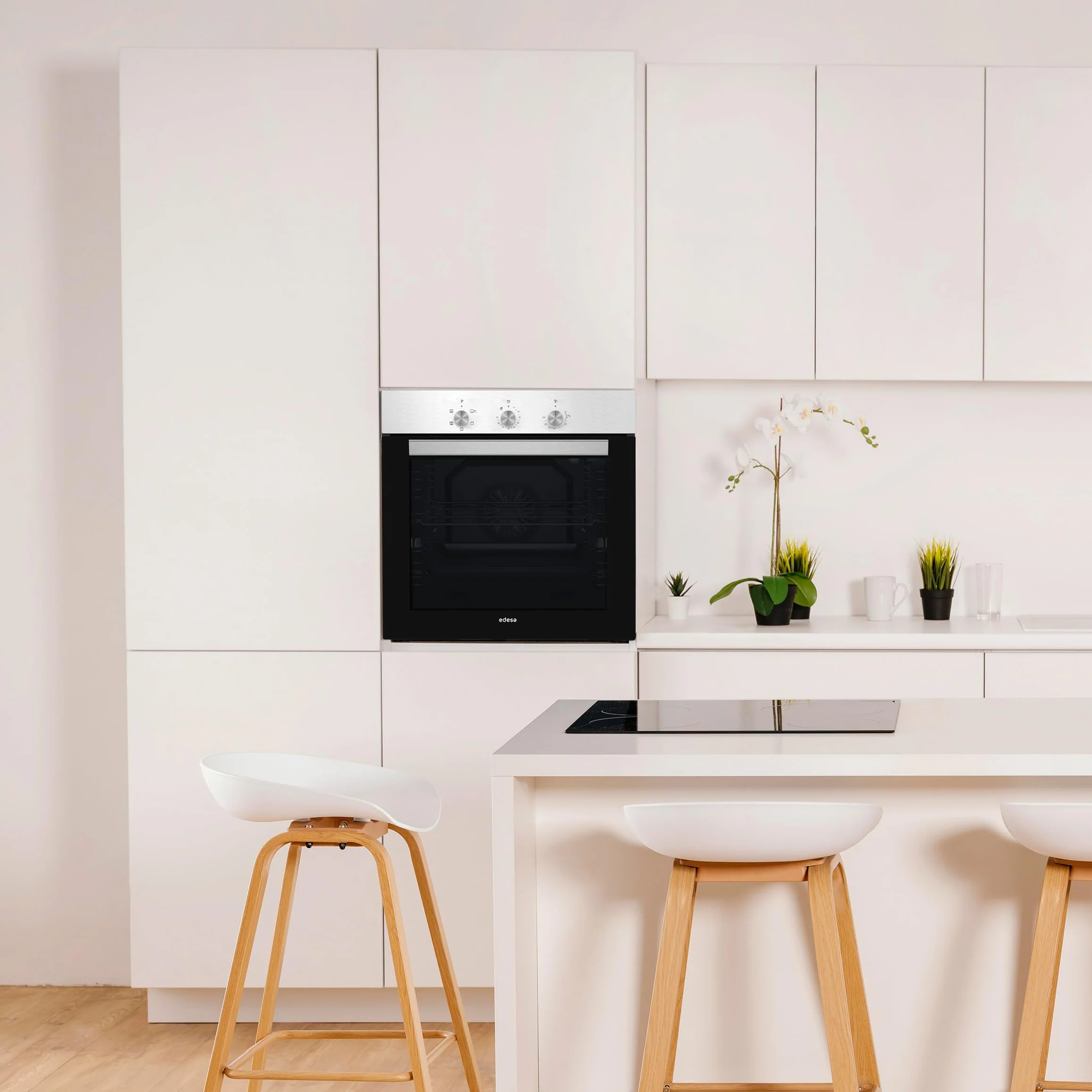 Edesa Horno Multifunción EOE-6020 X/A Capacidad 80L 7 Programas Cocinado Puerta Cristal Panel Control Inoxidable Fácil Limpieza Incluye Guías Laterales 2 Bandejas Rejilla Cromada Acabado Cristal Negro