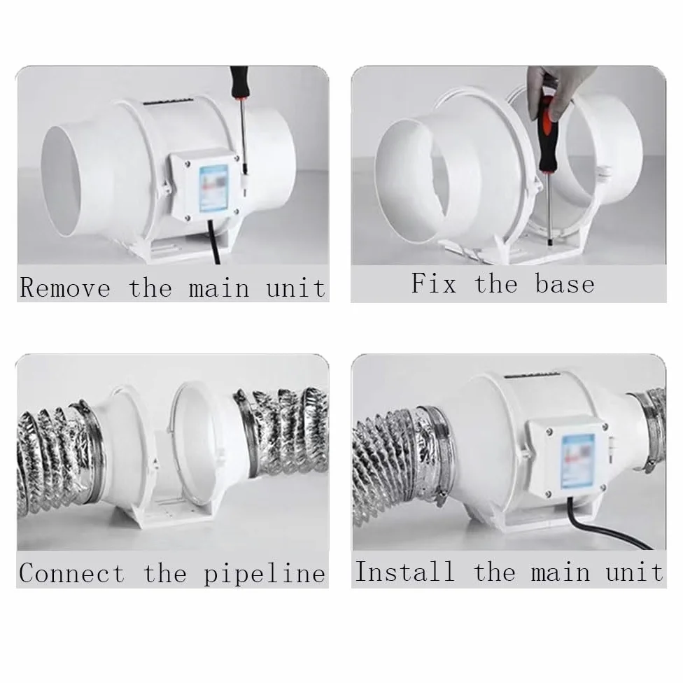 Ventilador de ático Extractor de conducto refuerzo industrial, ventilador extracción silencioso alto volumen aire for uso doméstico y comercial para el cuarto de baño