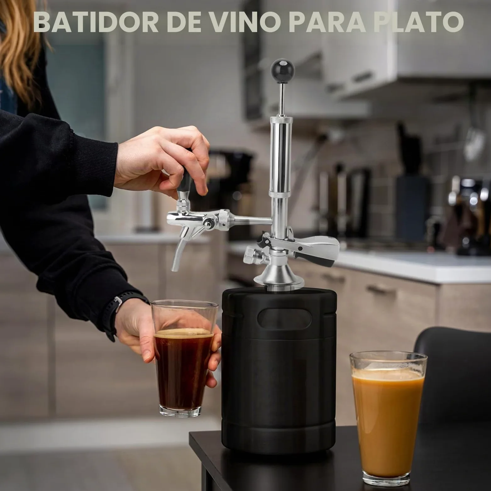 Bomba de cerveza de 4 pulgadas, grifo de cerveza de acero inoxidable, kit de grifo con bomba de aire y distribuidor, grifo de pistón para conexiones de barril, bomba de barril, perfecto para picnics y