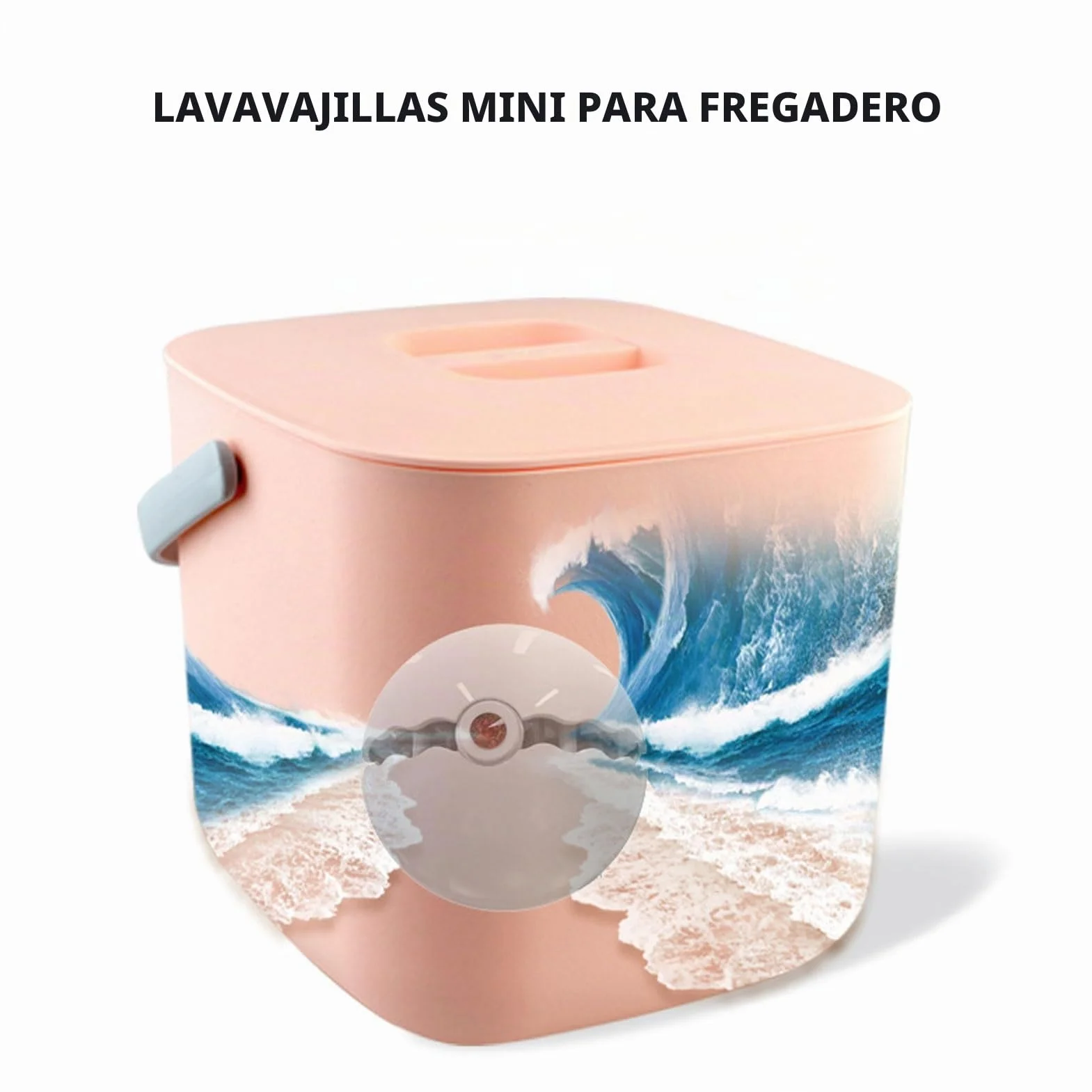 Mini Lavavajillas Portátil con Fregadero , Lavavajillas Eficiente para Cocina Casera con Modo Interactivo (Cubo Rosa)