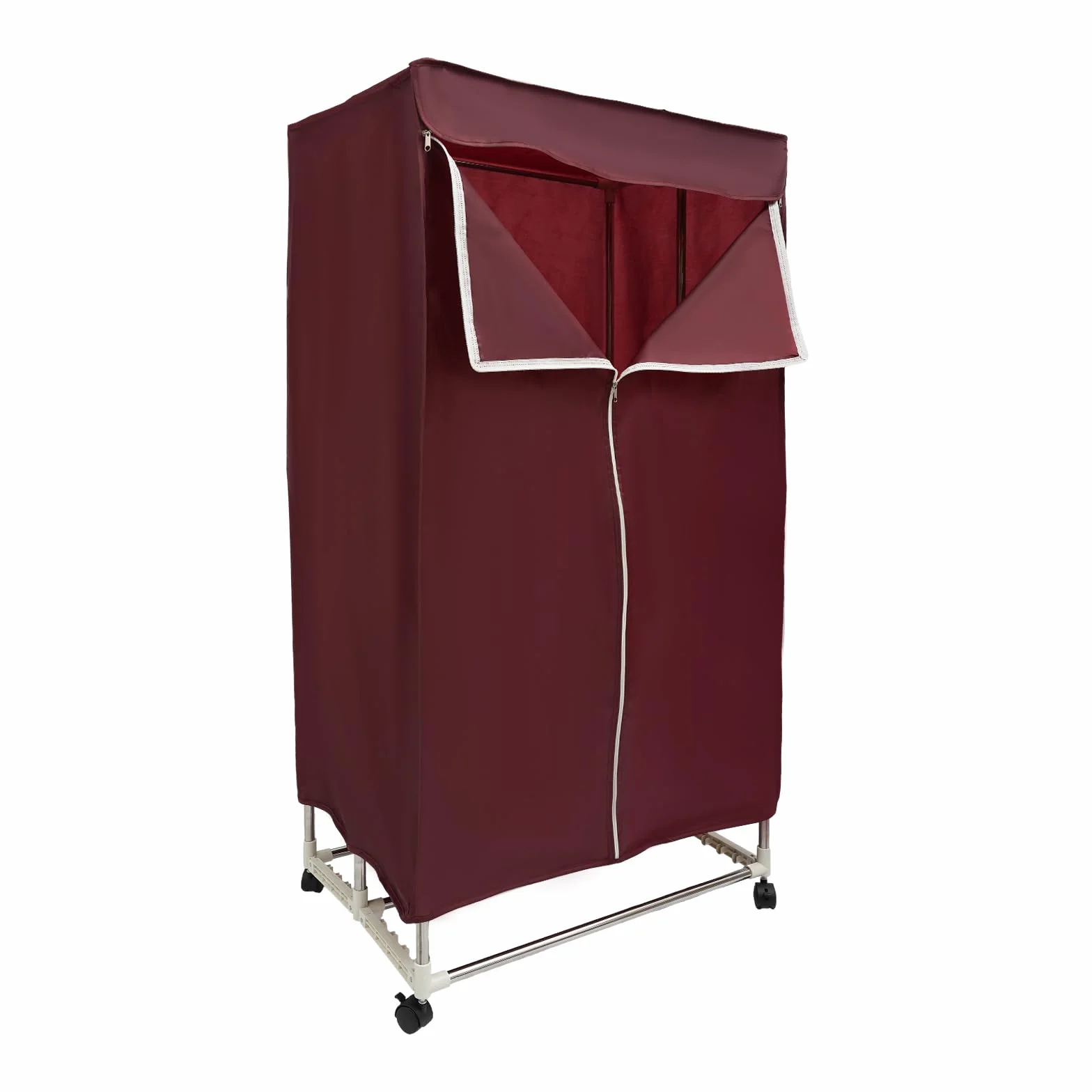 Secadora de Ropa Eléctrica 1500 W Con Temporizador y Cubierta Exterior, Plegable, Armario Portátil, Aire Caliente, Para Hoteles, Apartamentos, Dormitorios (Burdeos)