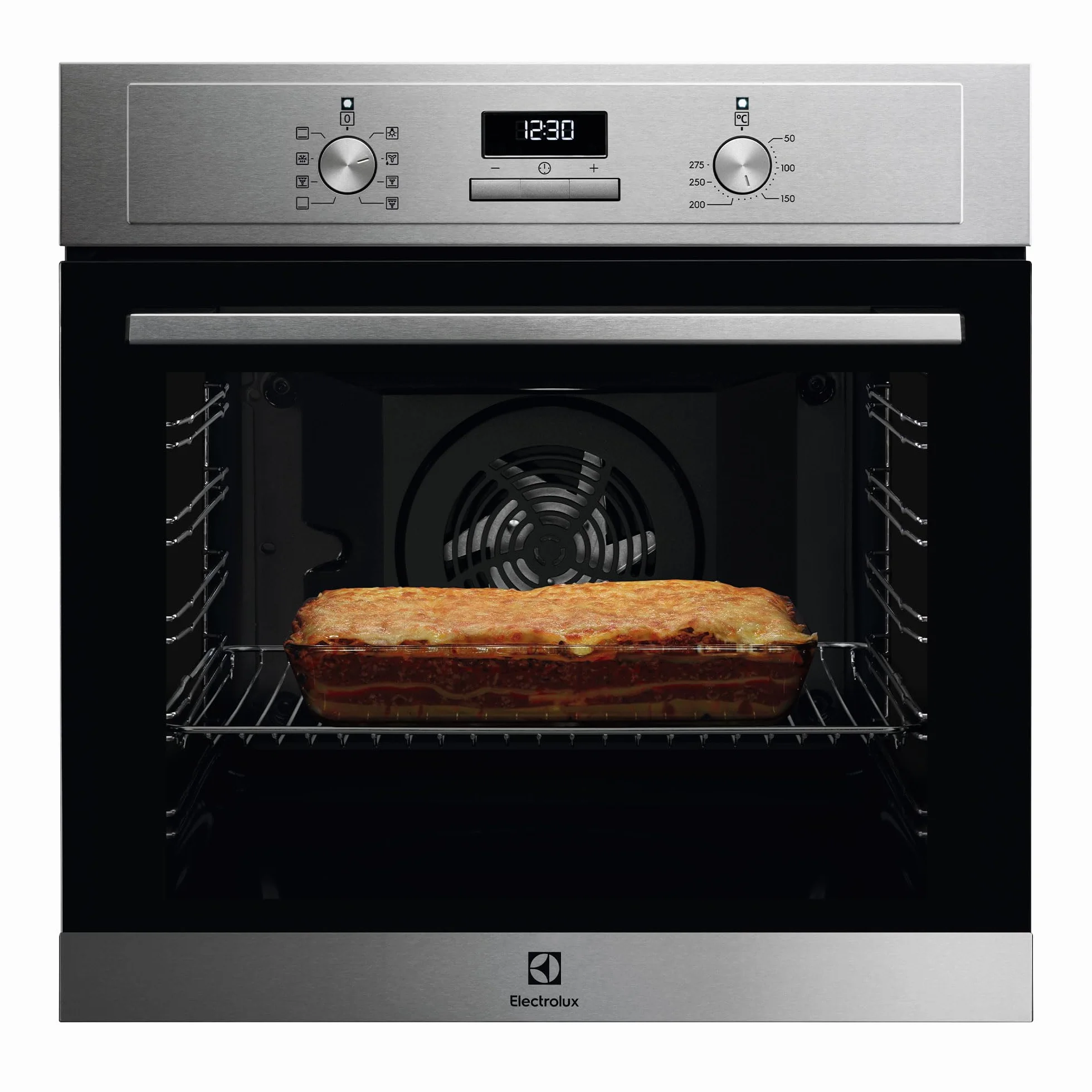 Electrolux EOH3H54X Horno Eléctrico de Convección, Multifunción, Grill Integrado, Serie 300, 7 Funciones, Cocción Multinivel, Limpieza AquaClean, 72 L de Capacidad, Inox Antihuellas, Clase A+