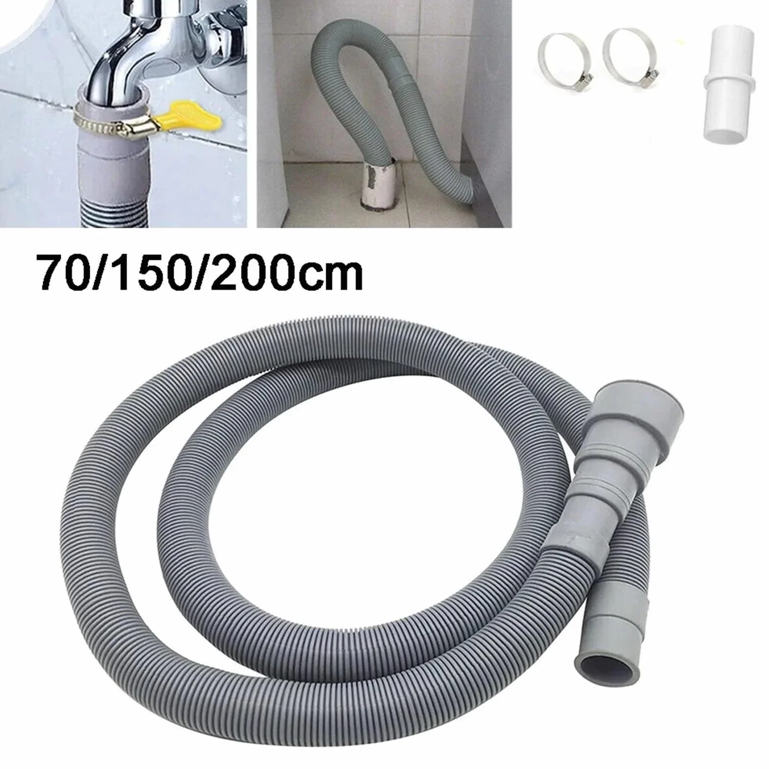 Manguera de drenaje para lavadora, tubo de extensión flexible para eliminación de residuos de lavavajillas y lavadora