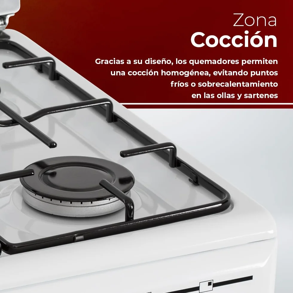 Nilson Cocina Gas Butano 4 Zonas Horno 43 L Blanco NKG4500TM