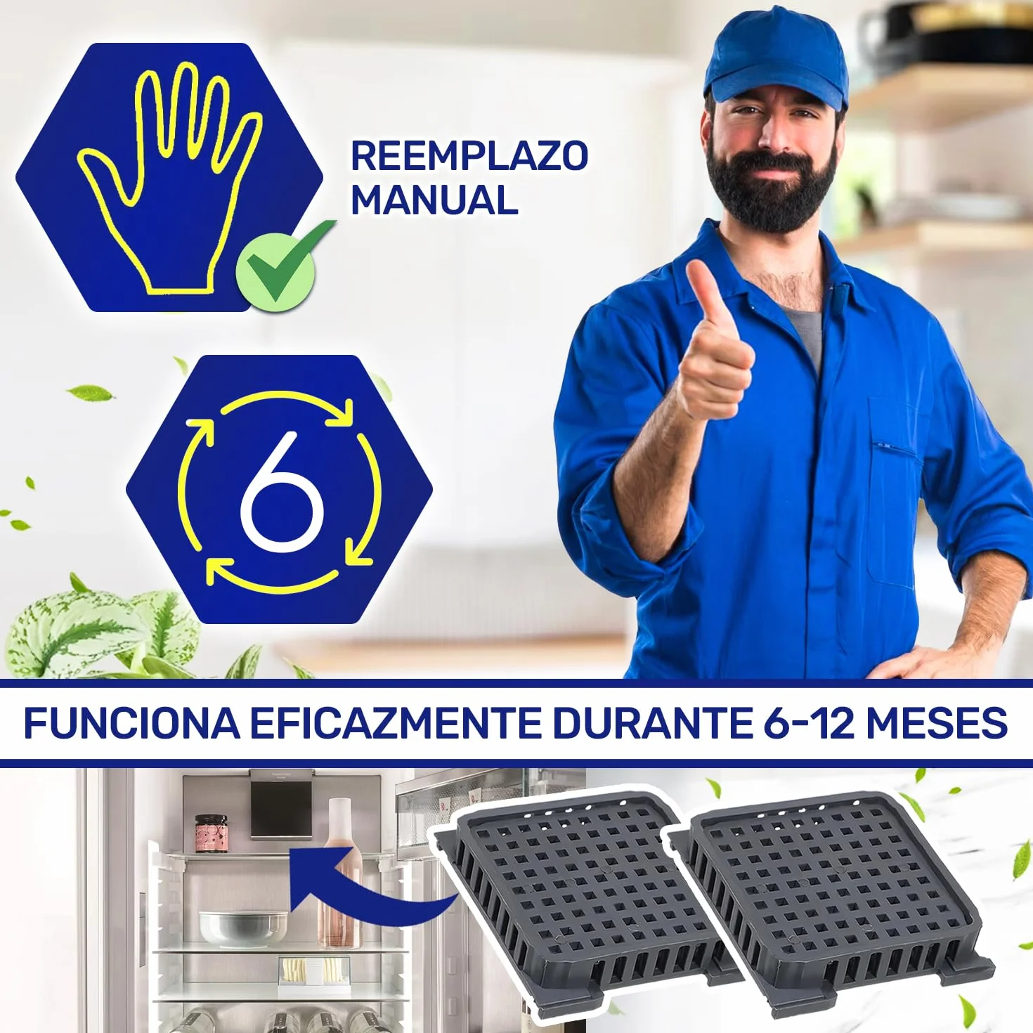 2 Piezas Filtro Carbon Activo Frigorifico Combi con Código Original 7440021 7440021-00 9882460 988246000 9096989 9882429 para Liebherr FreshAir - MONTERAL