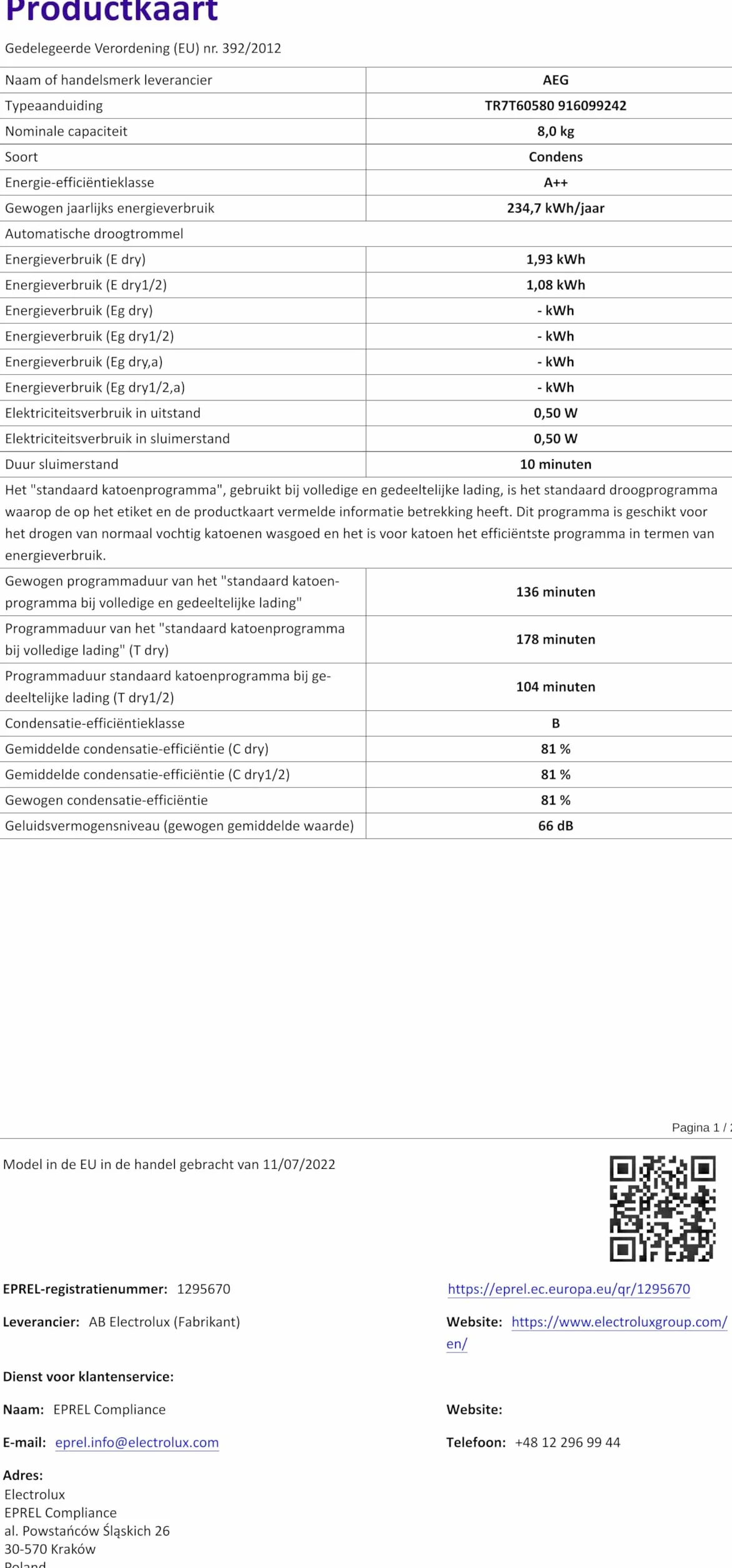 AEG Secador de bomba de calor, 8 kg, serie 7000: SensiDry procedimiento en seco suave y de bajo consumo, nueva tecnología de energía E, volumen automático, tambor suave, dirección de rotación alterna