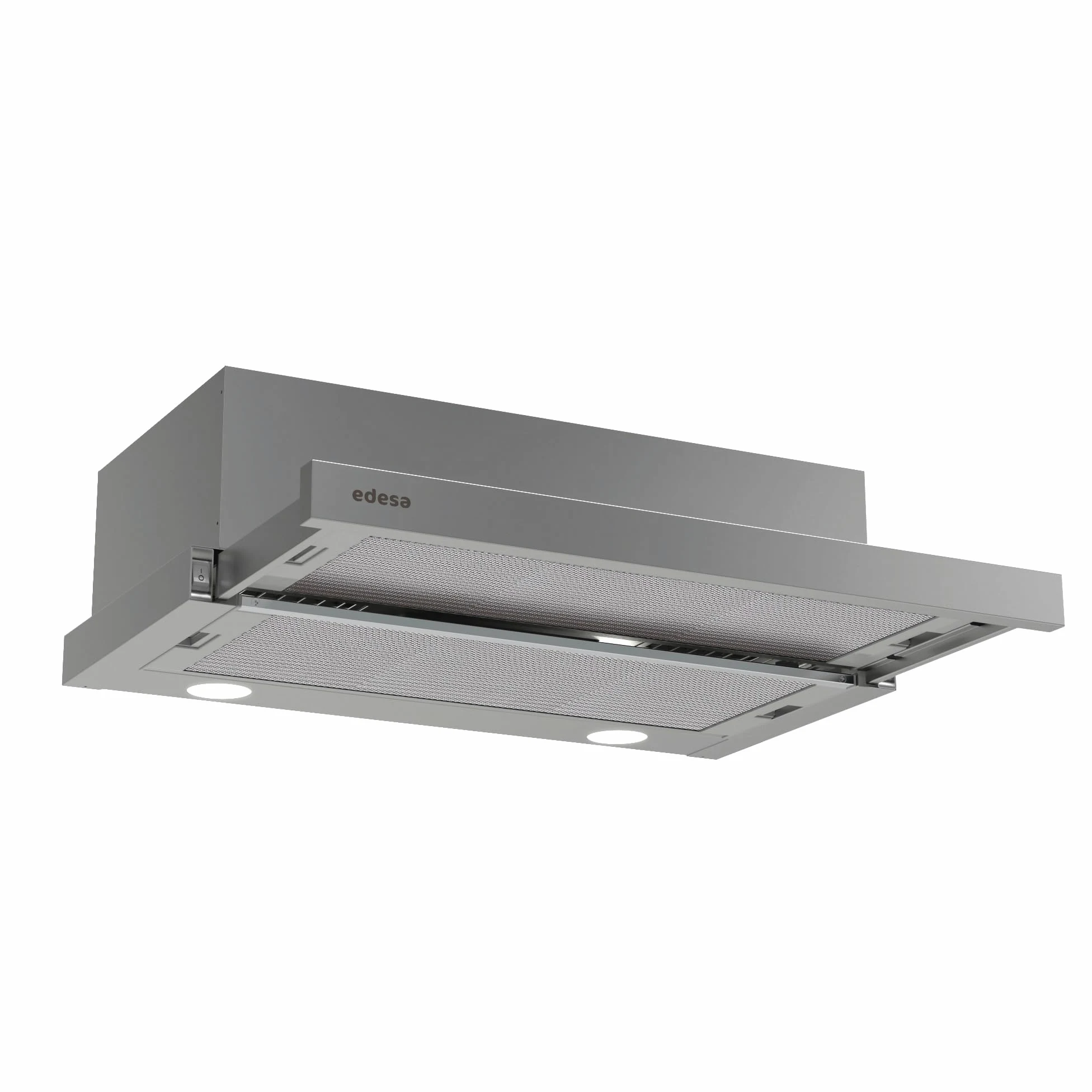 Edesa ECT-6411 X Campana Extractora Telescópica de 60 cm, 390 m³/h, 2 Velocidades, Mandos Mecánicos, Iluminación LED, Filtros Lavables, Clase C, Acero Inoxidable