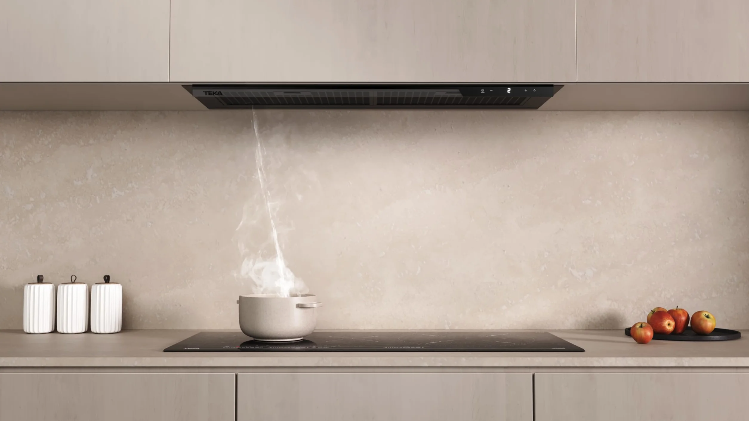 TEKA Campana Extractora Integrada 90 cm, 3 Velocidades + 1 Intensiva, Motor EcoPower, Iluminación LED, Filtros Metálicos, Recirculación, Clase Energética A+, Integra GFI 97350 EOS BK