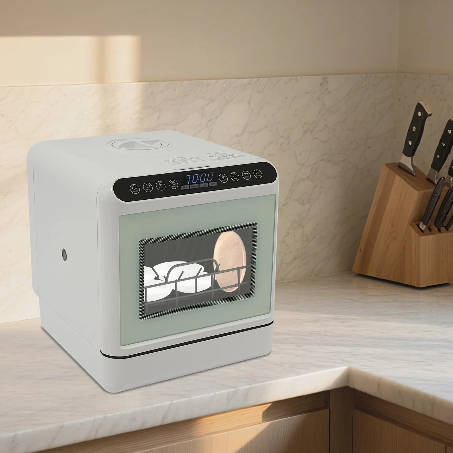 Lavavajillas de mesa, mini lavavajillas portátil con depósito de agua de 6 L, 4 programas, sin conexión de agua, secado de aire caliente, mini lavavajillas para cocinas pequeñas, apartamentos