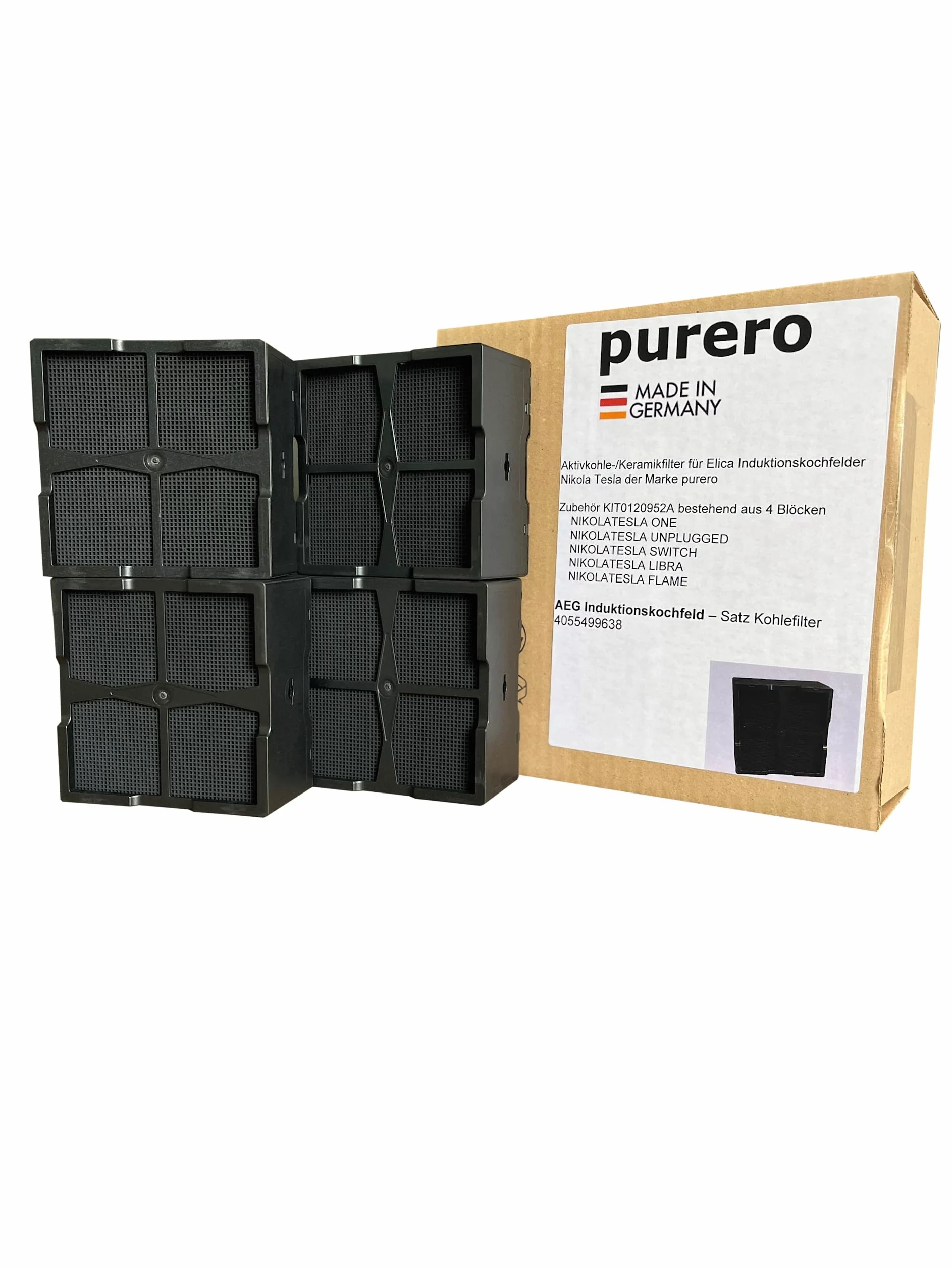 Filtro de carbón activado/filtro de cerámica – Repuesto para placa Elica KIT0120952A – Apto para Nikola Tesla modelos ONE/UNPLUGGED/Switch/Libra/Flame – Fabricado en Alemania