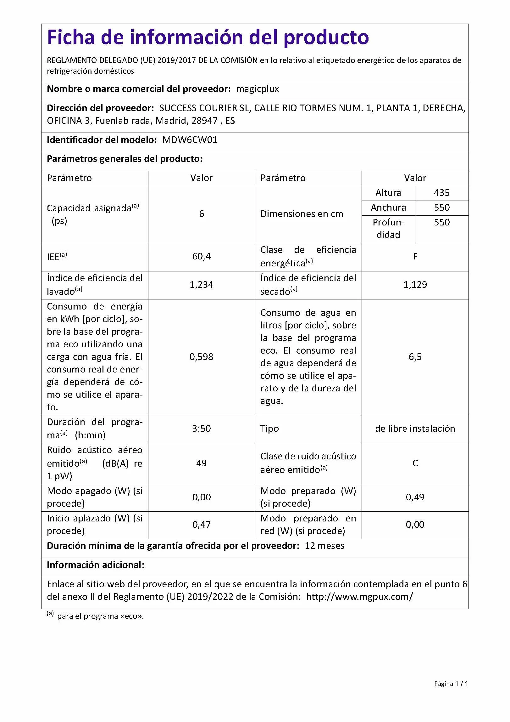 magicplux Lavavajillas compactos, 6 cubiertos, 7+1 programas de lavado, inicio retardado, función de autolimpieza, para apartamentos pequeños, mini lavavajillas con conexión de agua, blanco