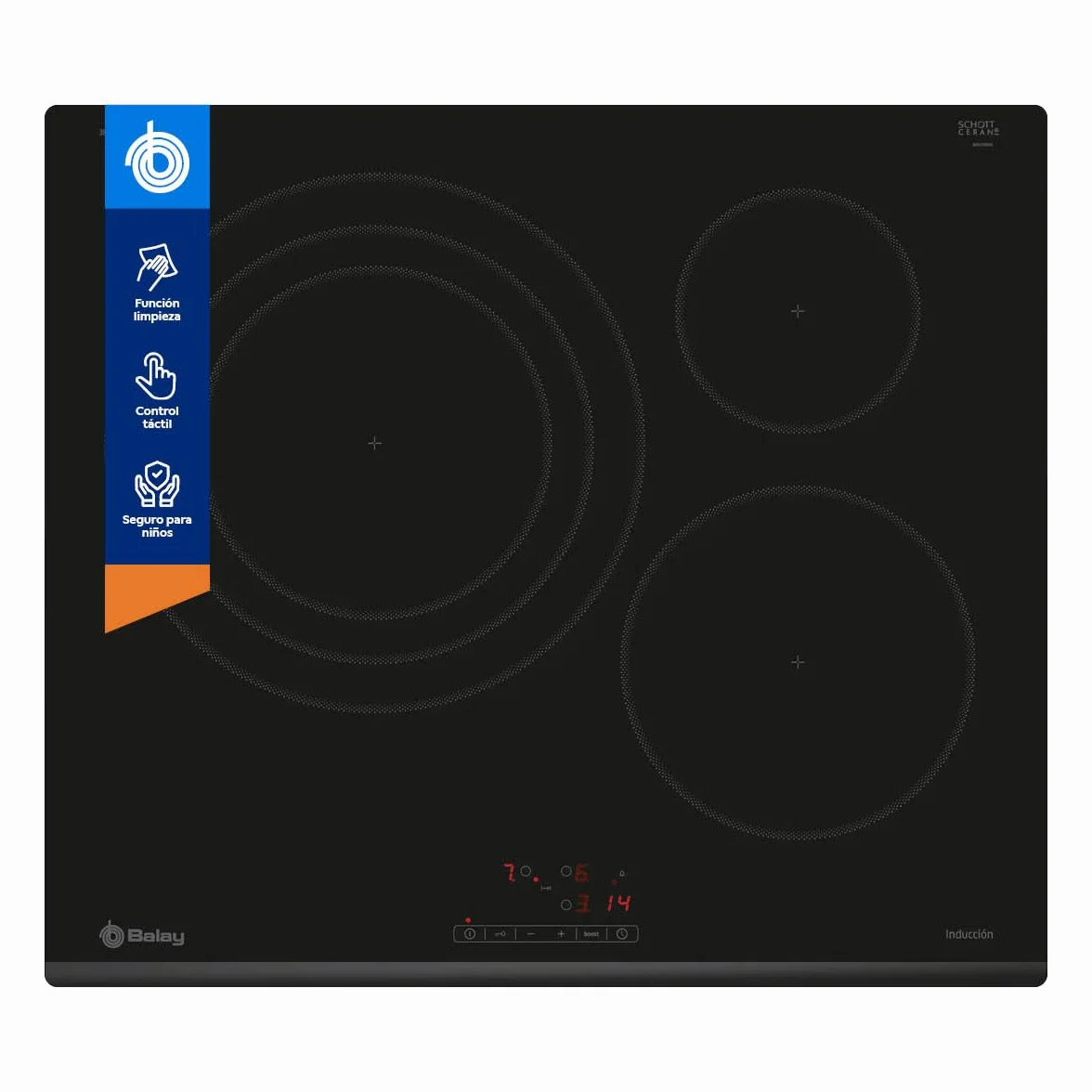 Balay Placa de inducción 60 cm Negro 3EB967FR