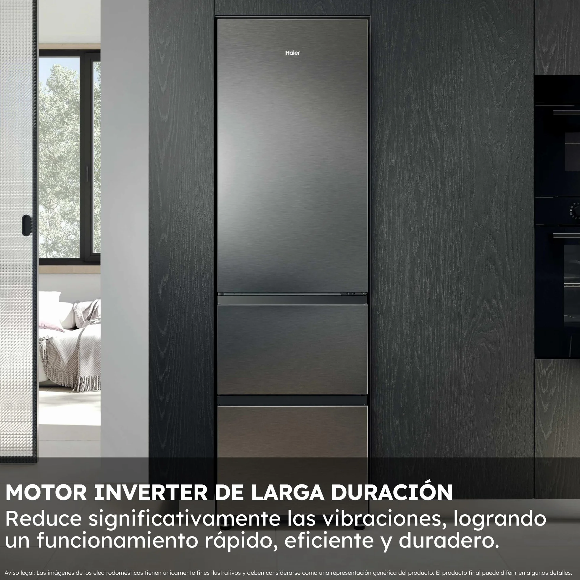 Haier Frigorífico Combi 3D 55 Series 3 HTR3518ENMX 303L Total No Frost Motor Inverter Inox