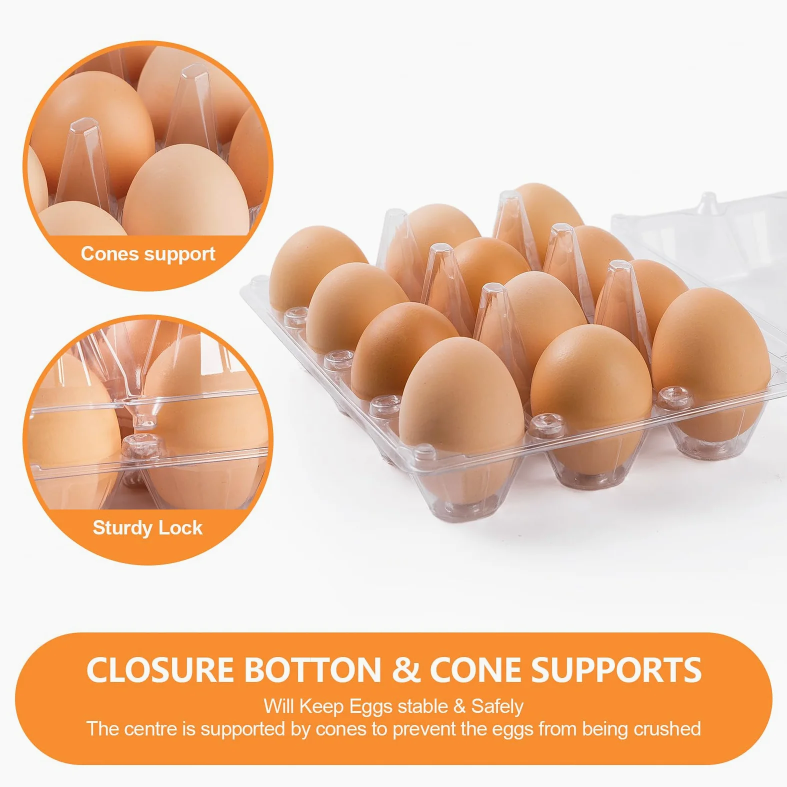 Paquete de 160 cajas de huevos baratas a granel, 12 cajas de huevos vacías transparentes para huevos de gallina, rejillas de 3 x 4, bandejas reutilizables para huevos para familia, granja de pollos