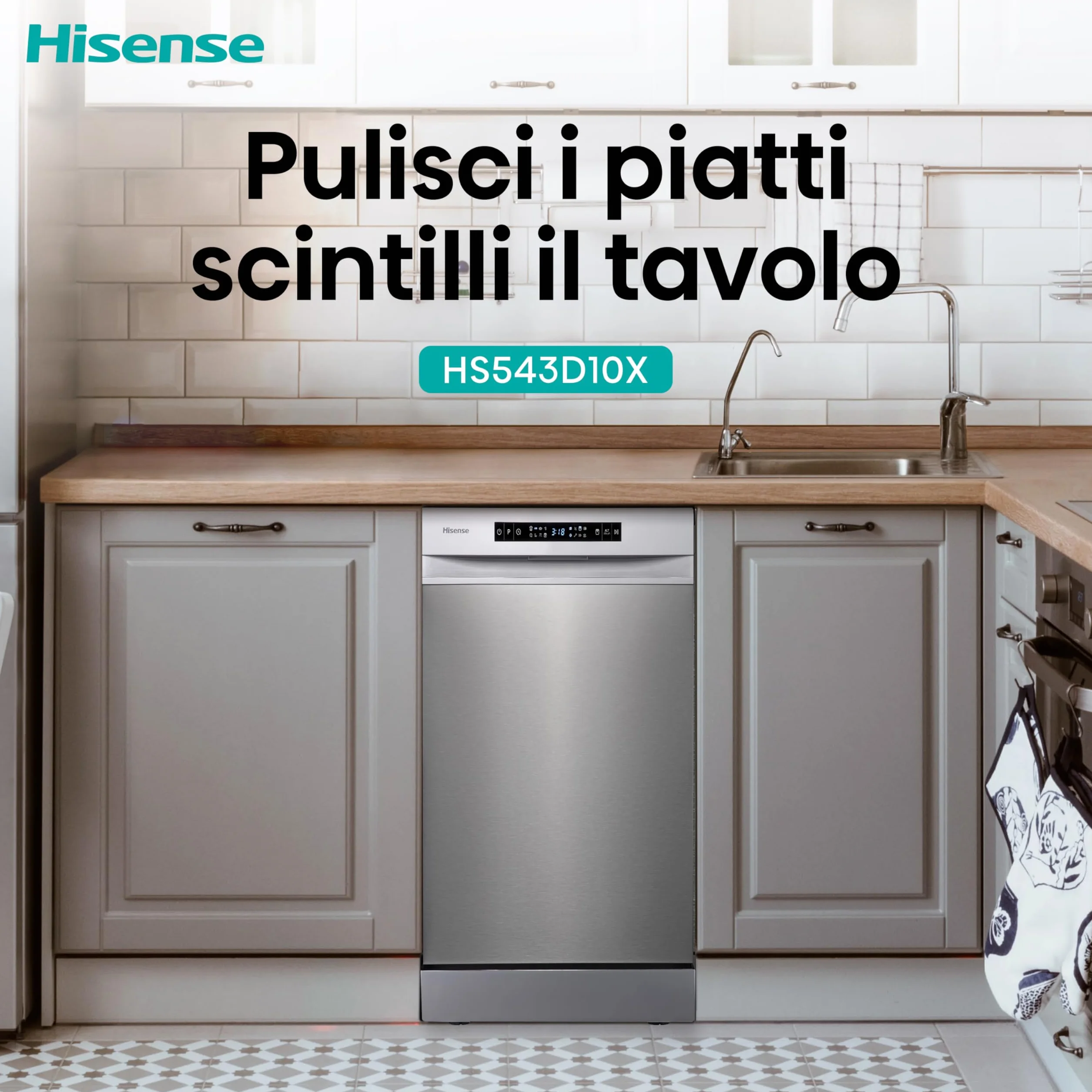 Hisense Lavavajillas Libre Instalación 45cm 11 Servicios 8 Programas Media Carga 3ª Bandeja Inox
